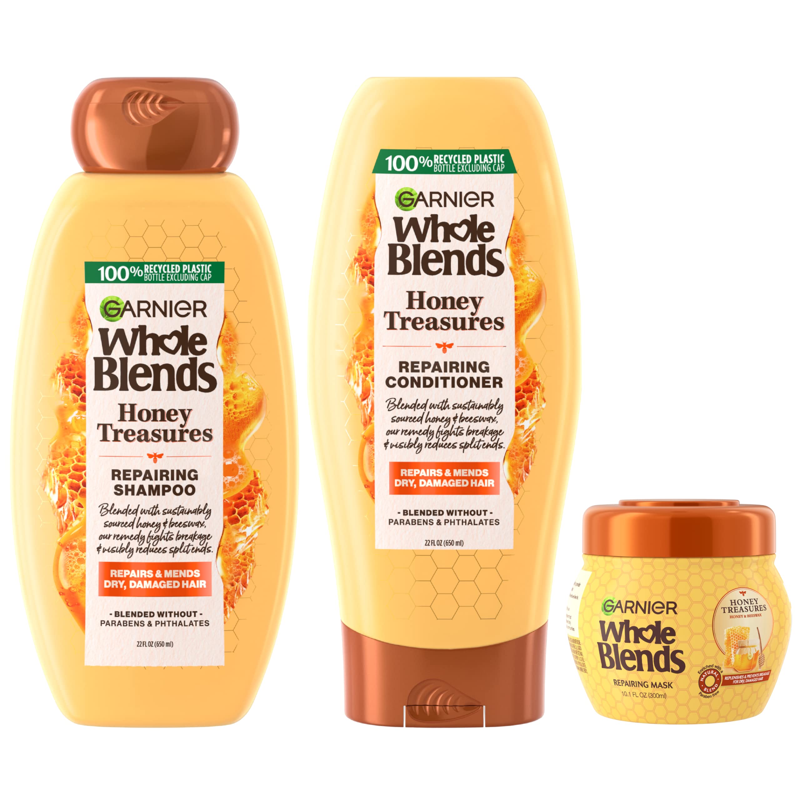 Foto 2 pulgar | Set Para El Cuidado Del Cabello Garnier Whole Blends Honey Treasures, 3 Artículos - Venta Internacional.