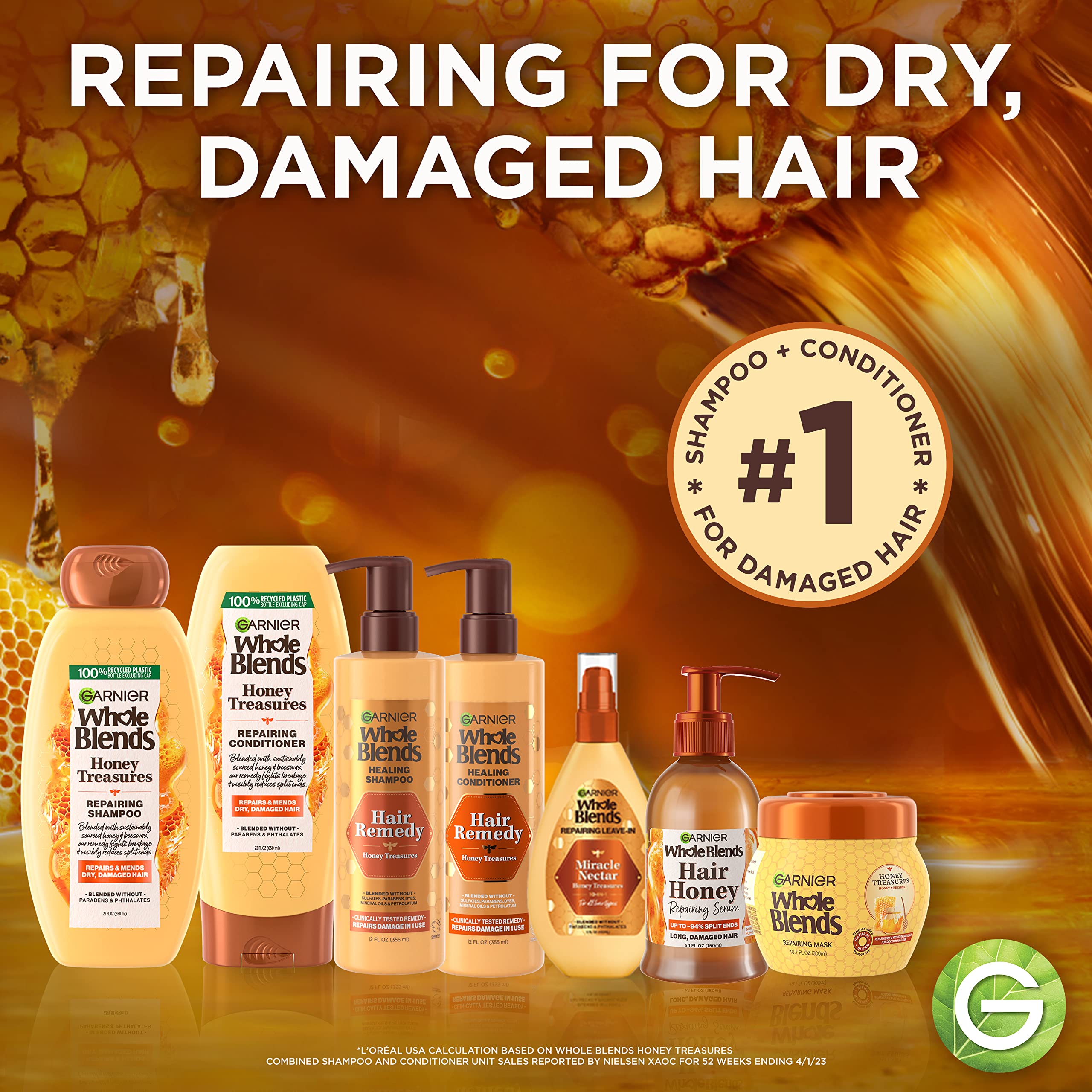 Foto 4 pulgar | Set Para El Cuidado Del Cabello Garnier Whole Blends Honey Treasures, 3 Artículos - Venta Internacional.