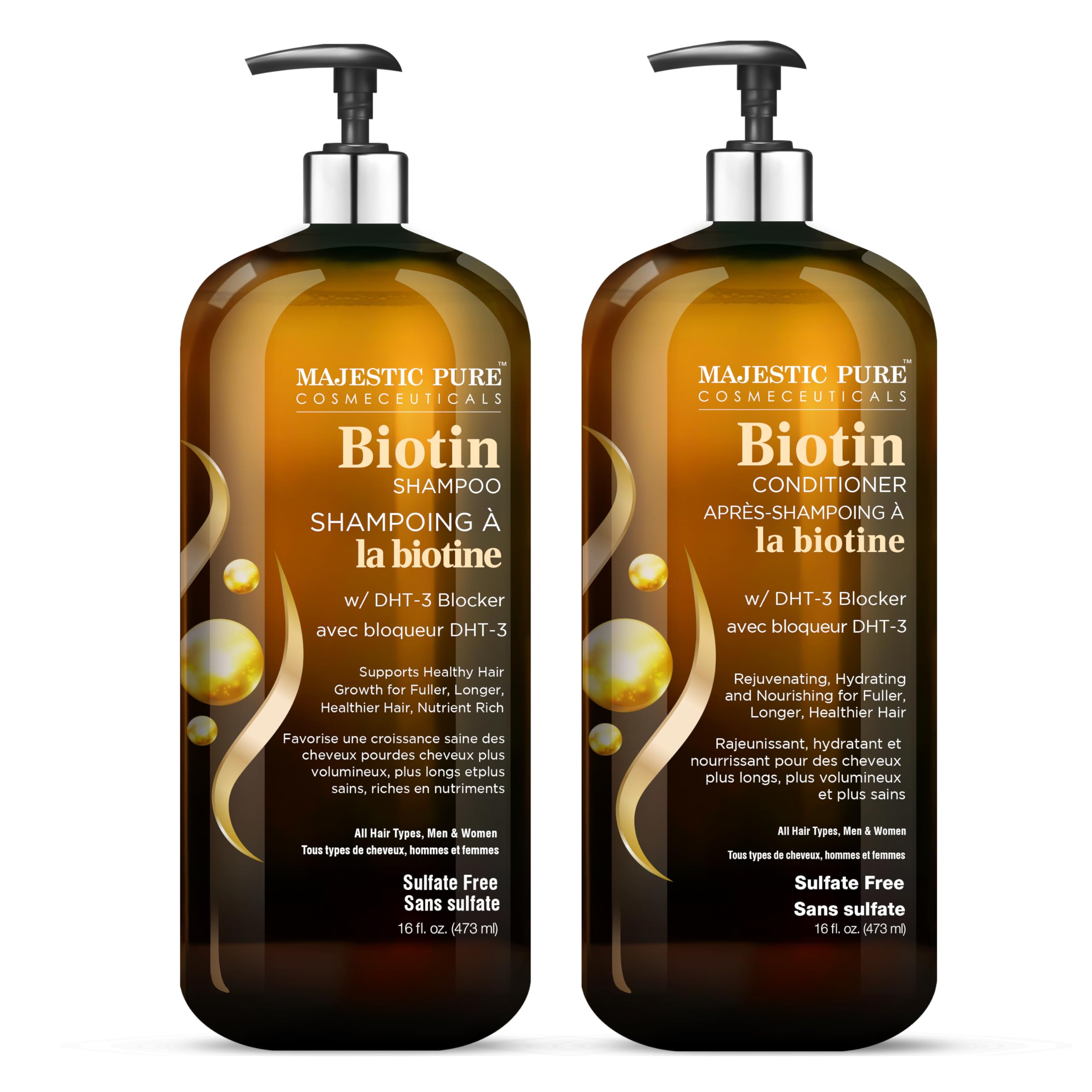Foto 3 pulgar | Set De Champú Y Acondicionador Majestic Pure Biotin 480 Ml - Venta Internacional.