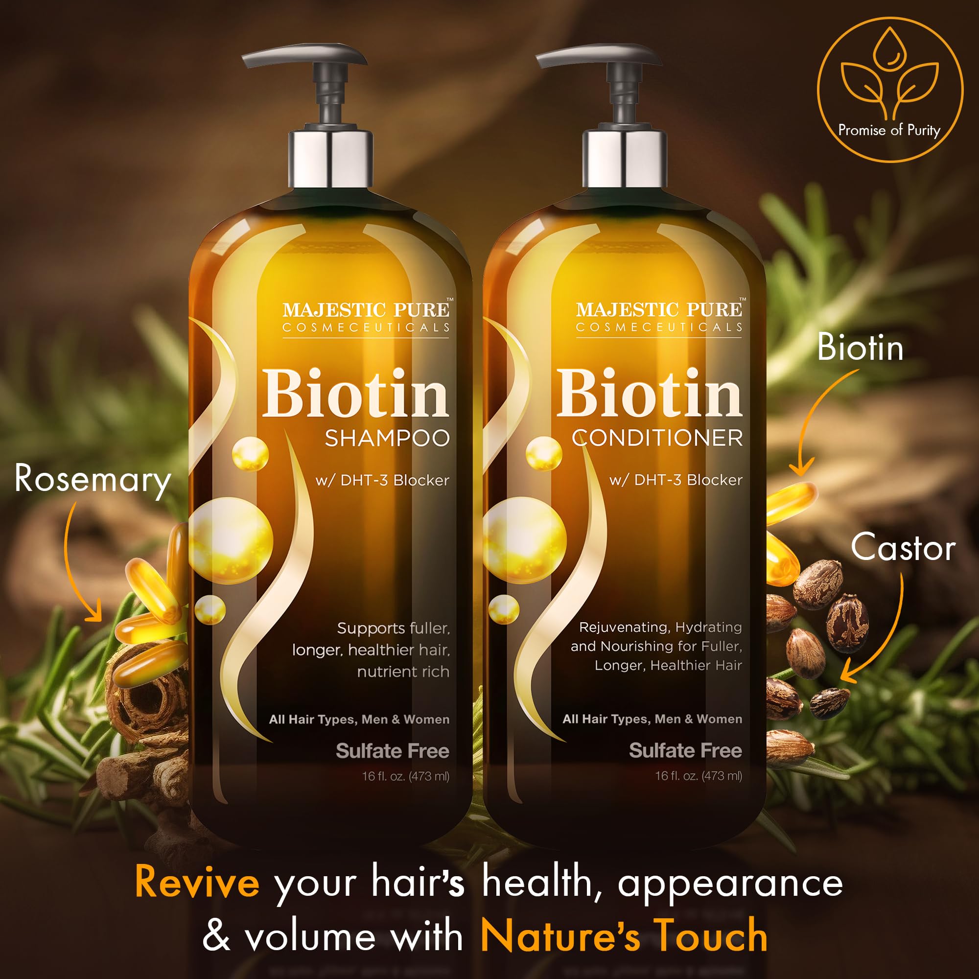Foto 4 pulgar | Set De Champú Y Acondicionador Majestic Pure Biotin 480 Ml - Venta Internacional.