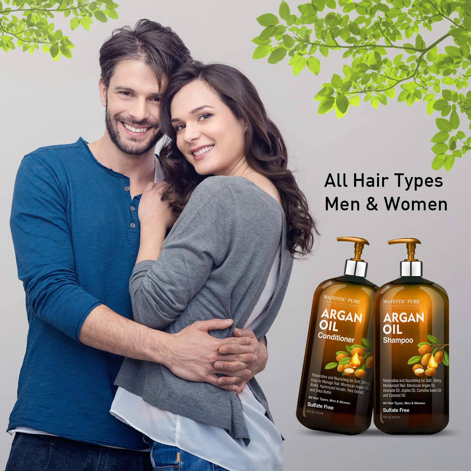 Foto 5 pulgar | Set De Champú Y Acondicionador Majestic Pure Argan Oil 480 Ml - Venta Internacional.