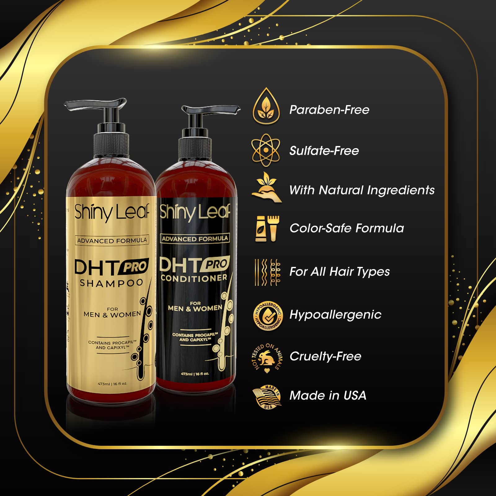 Foto 4 pulgar | Set De Champú Y Acondicionador Shiny Leaf Dht Pro Anticaída - Venta Internacional.