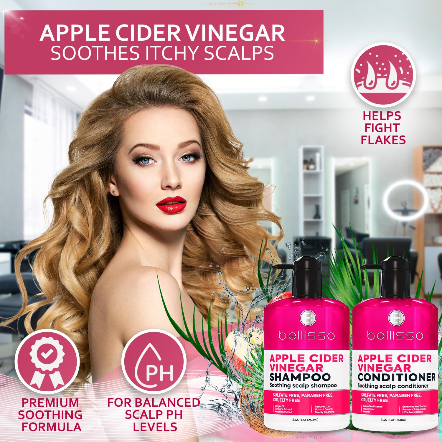 Foto 3 pulgar | Set De Champú Y Acondicionador Bellisso Con Vinagre De Sidra De Manzana 480 Ml - Venta Internacional.