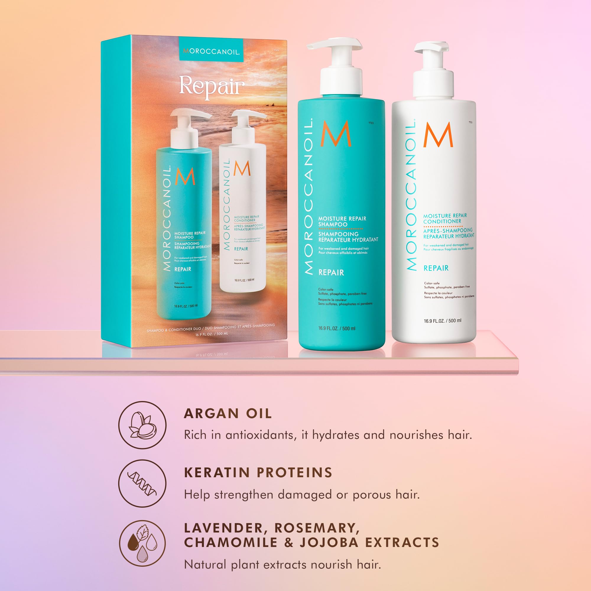 Foto 4 pulgar | Set De Champú Y Acondicionador Moroccanoil Moisture Repair 500 Ml - Venta Internacional.