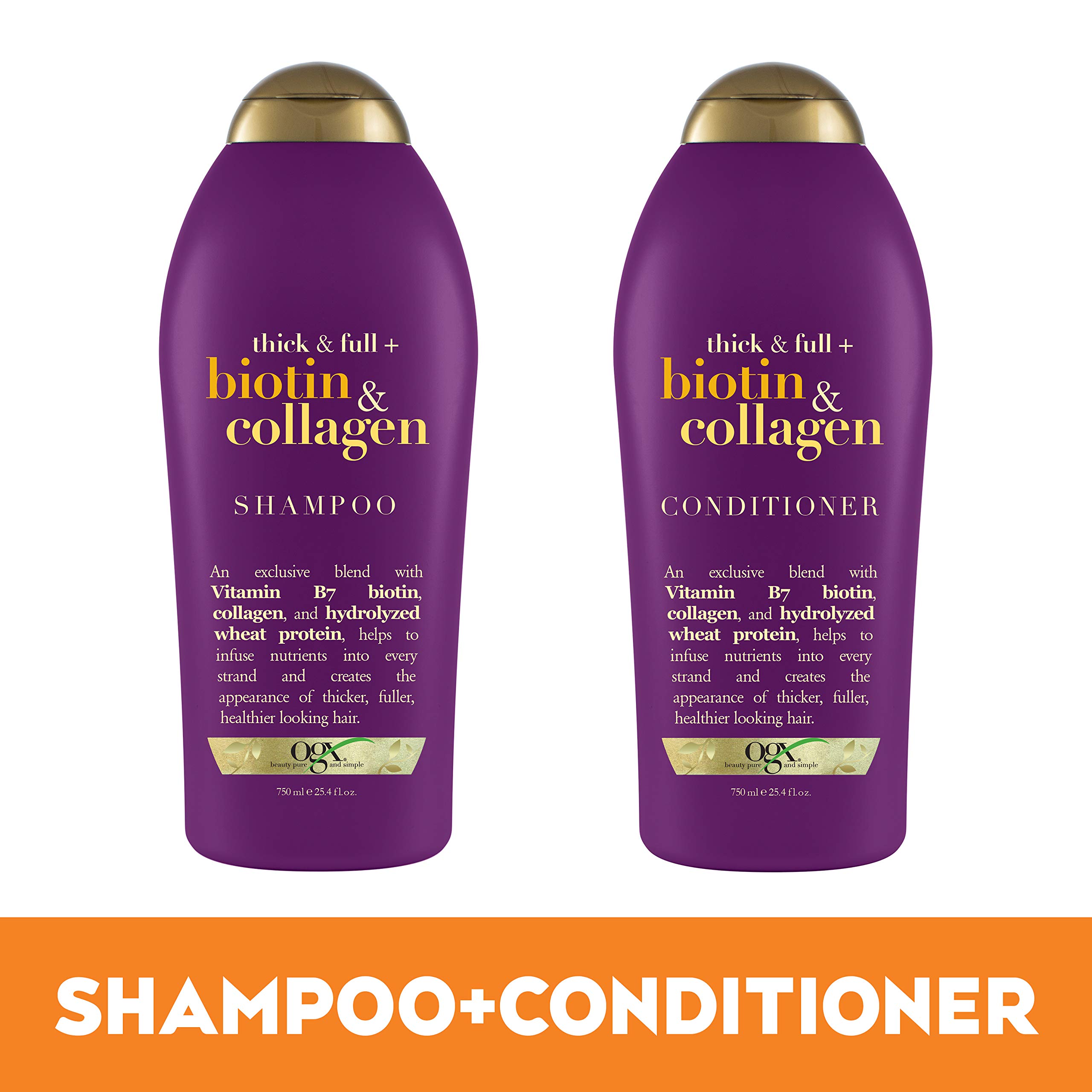 Foto 3 pulgar | Champú y Acondicionador Ogx Thick & Full Biotina Colágeno 750 ml - Venta Internacional