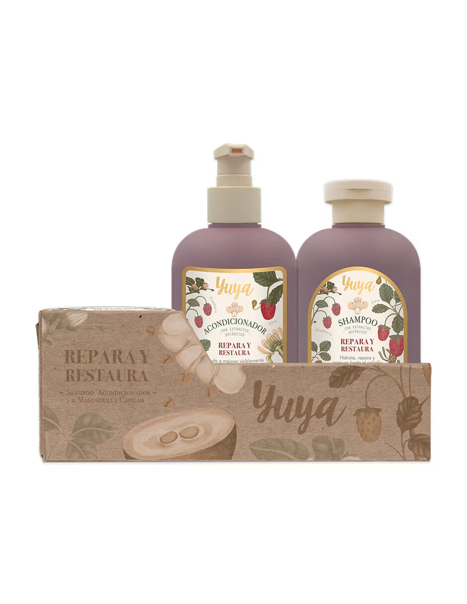Foto 3 | Kit Shampoo + Mascarilla + Acondicionador Repara Y Restaura Yuya + Termo De Agua Güish