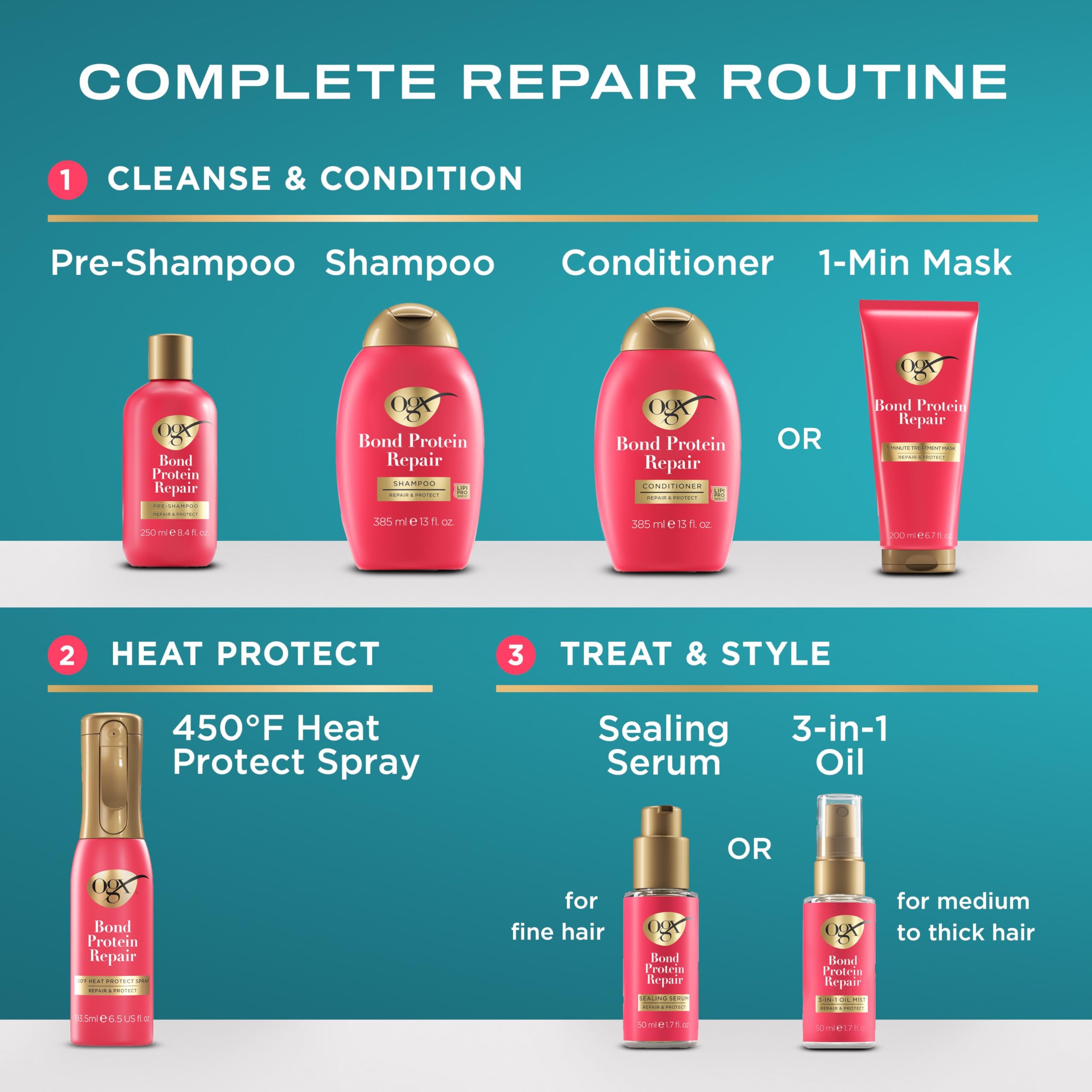 Foto 8 pulgar | Champú Y Acondicionador Ogx Repair + Protect Bond Protein - Venta Internacional.
