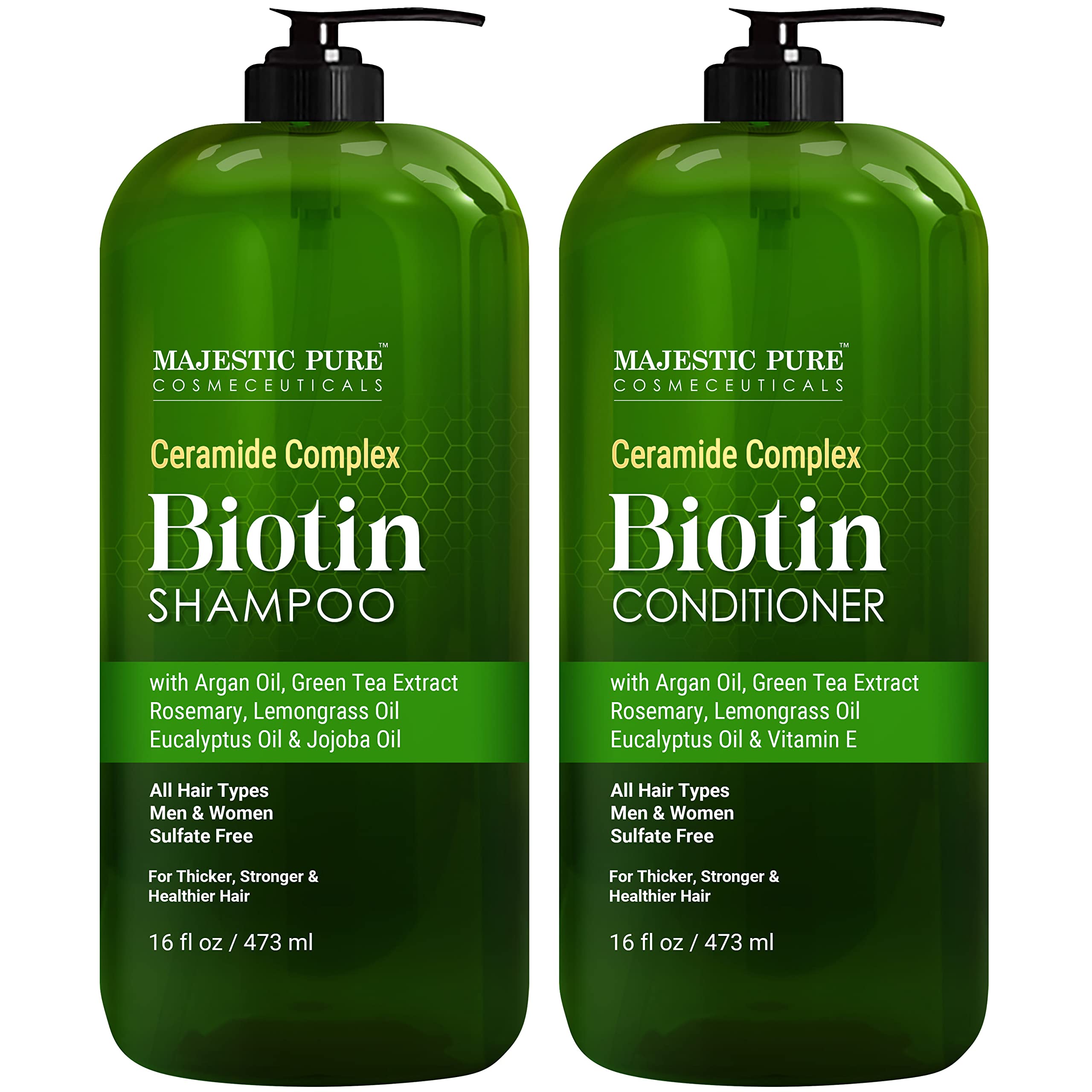 Set De Champú Y Acondicionador Majestic Pure Biotin 480 Ml - Venta Internacional.