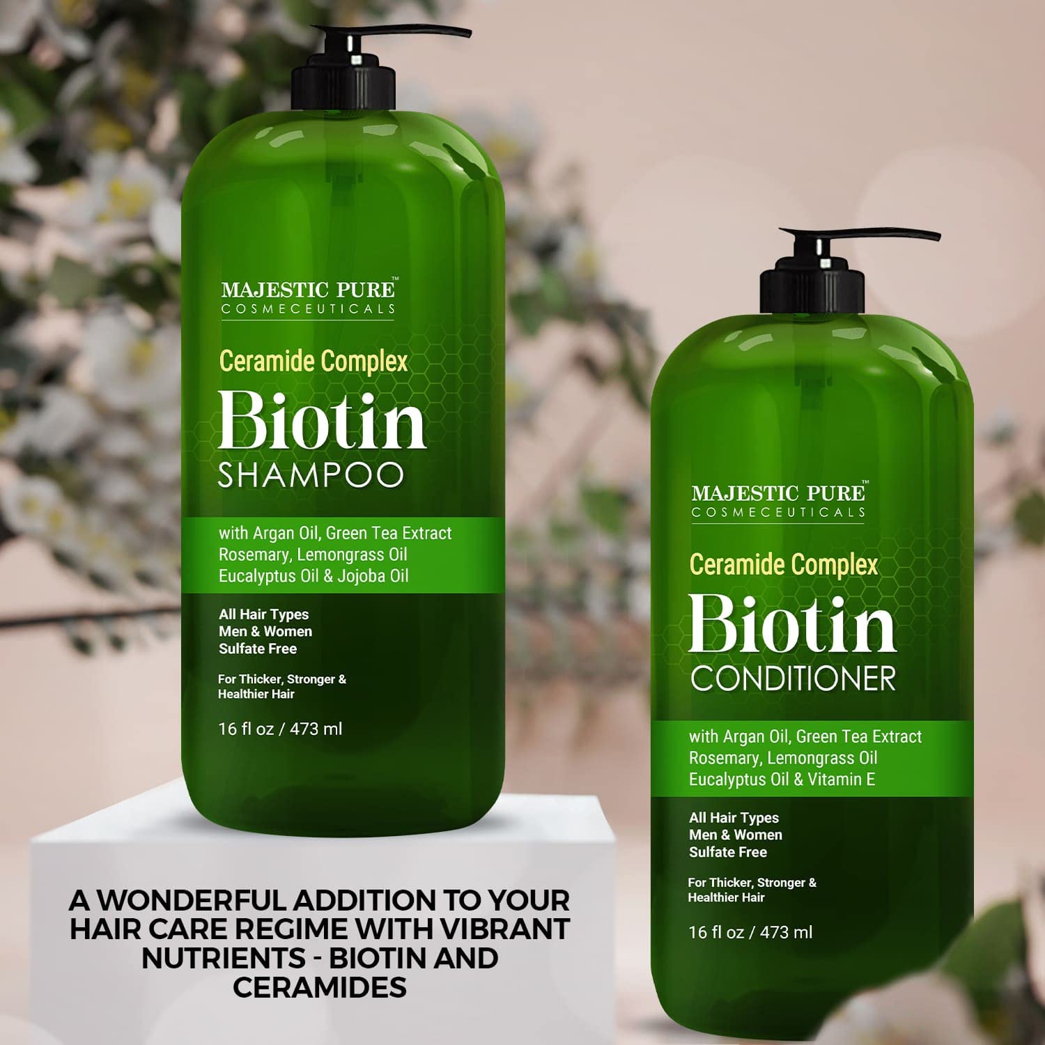 Foto 3 pulgar | Set De Champú Y Acondicionador Majestic Pure Biotin 480 Ml - Venta Internacional.