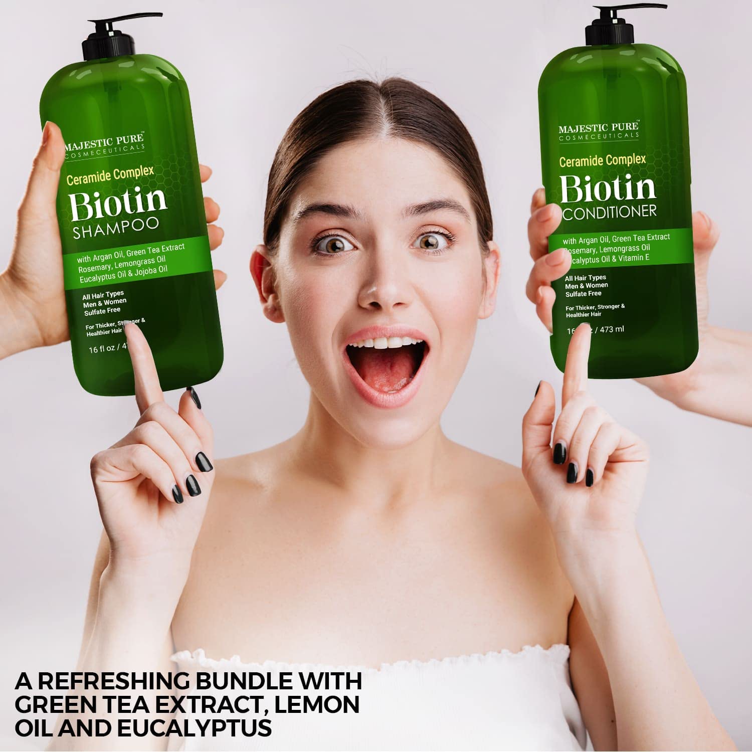 Foto 4 pulgar | Set De Champú Y Acondicionador Majestic Pure Biotin 480 Ml - Venta Internacional.
