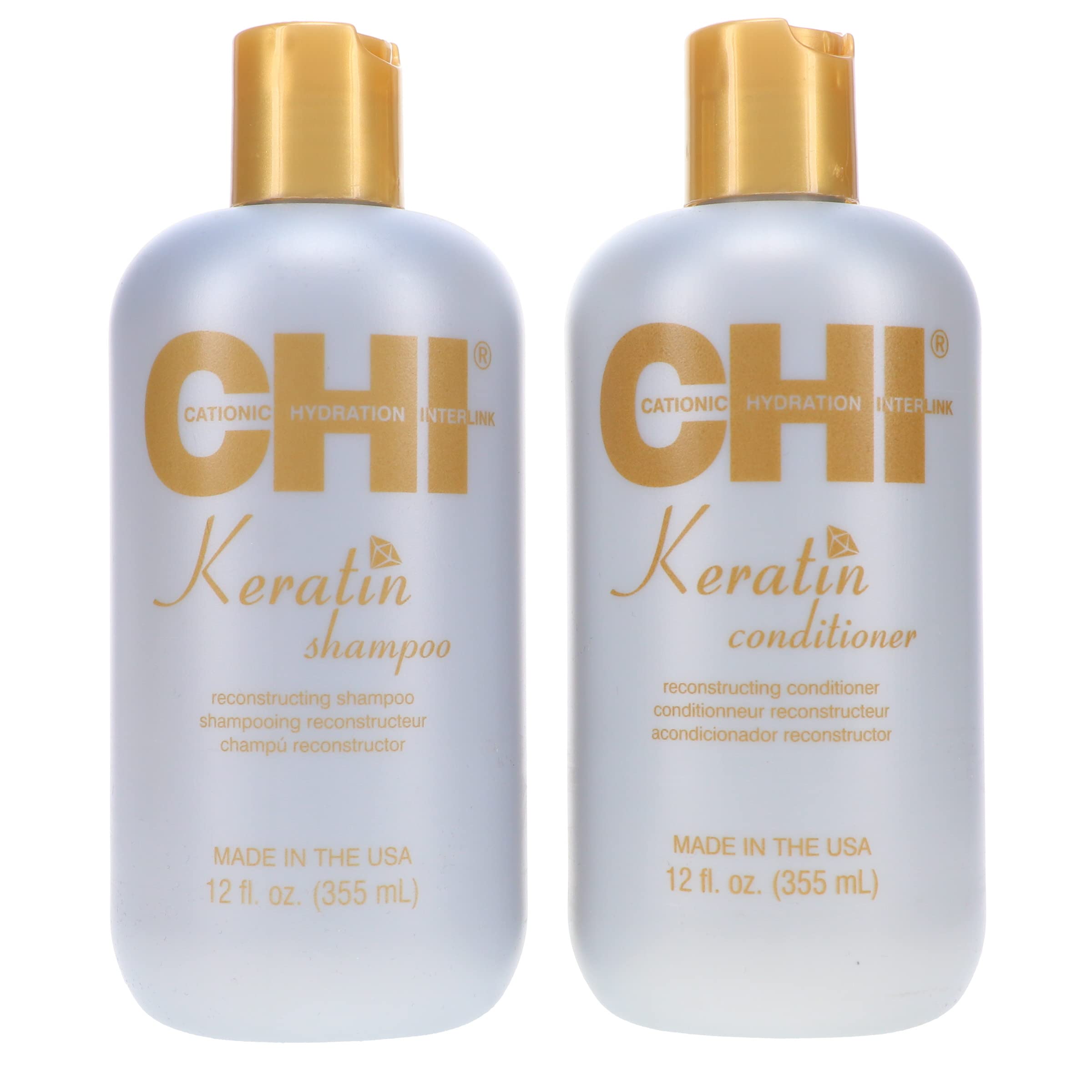 Set De Champú Y Acondicionador Chi Keratin 355 Ml Cada Uno - Venta Internacional.