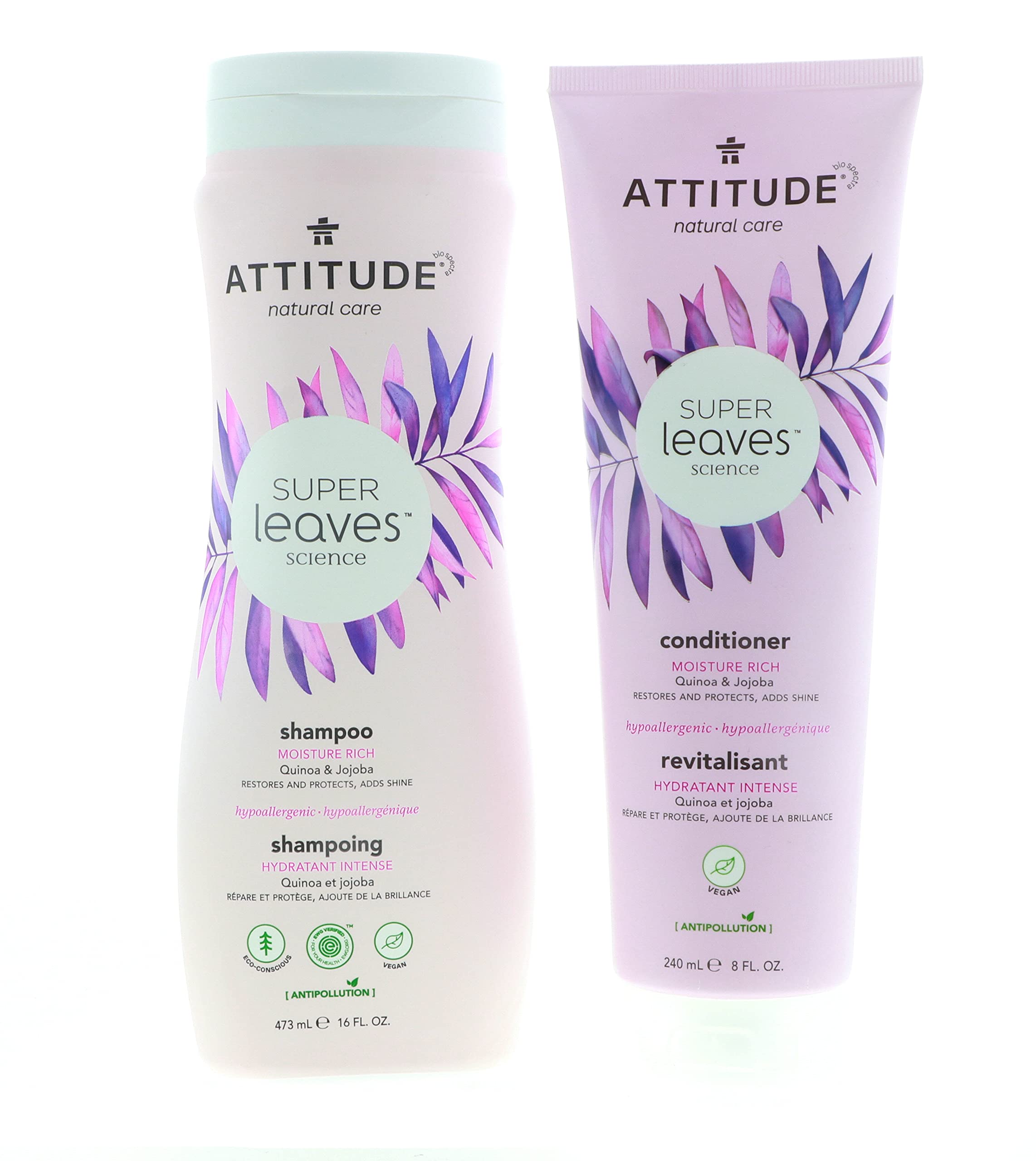 Paquete De Champú Y Acondicionador Attitude Super Leaves 480 Ml - Venta Internacional.