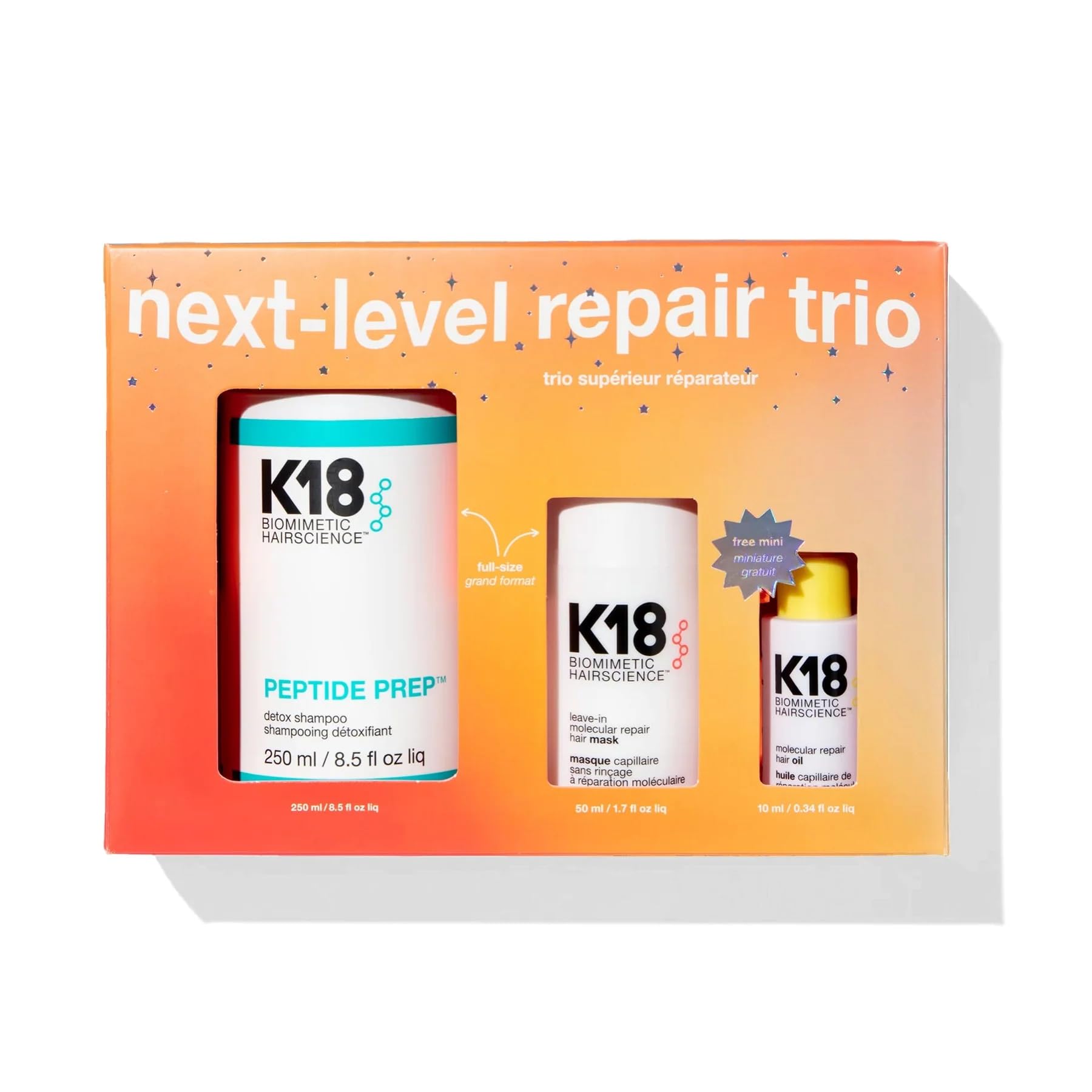 Foto 2 pulgar | Hair Repair Trio K18 Next-level Con Champú, Máscara Y Aceite Desintoxicantes - Venta Internacional.
