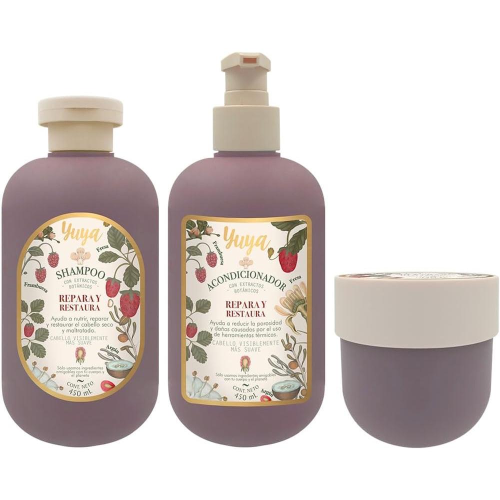 Kit Shampoo Mascarilla Acondicionador Repara Y Restaura Yuya