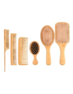 Foto 2 | Kit De Cepillo Y Peine De Bambú Anti Frizz 6pcs + Gratis Termo Güish De Regalo