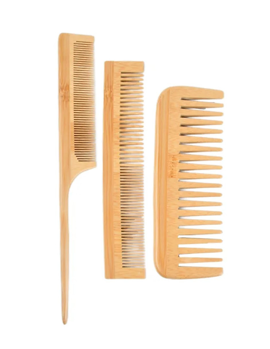 Foto 5 pulgar | Kit De Cepillo Y Peine De Bambú Anti Frizz 6pcs + Gratis Termo Güish De Regalo