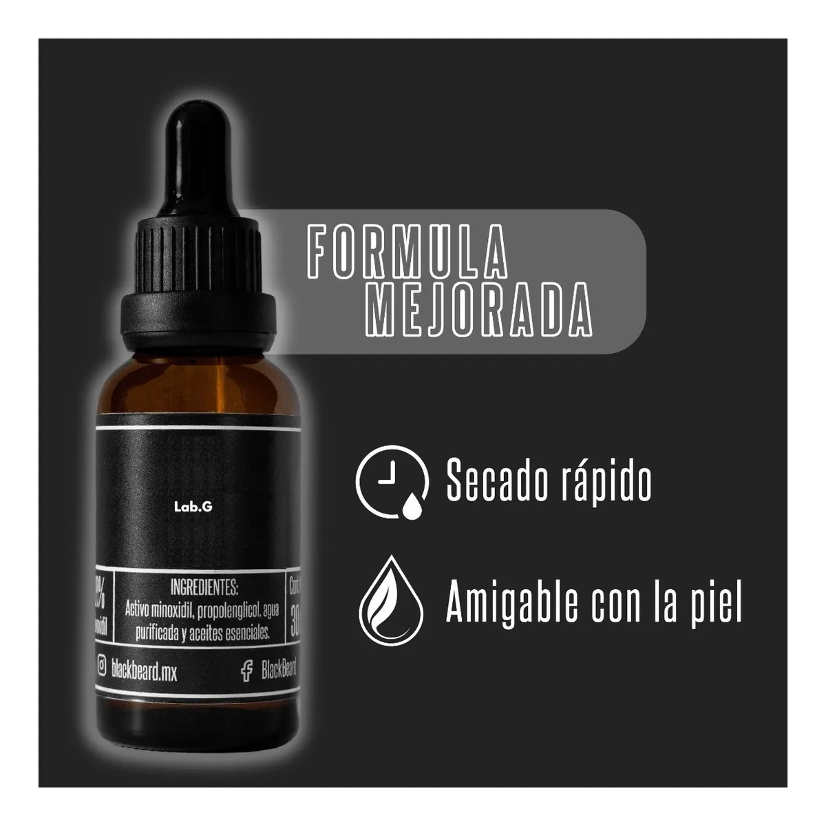 Foto 5 pulgar | Blackbeard 10% Tópico Para Crecimiento De Barba  2 Pz Lab.g Negro