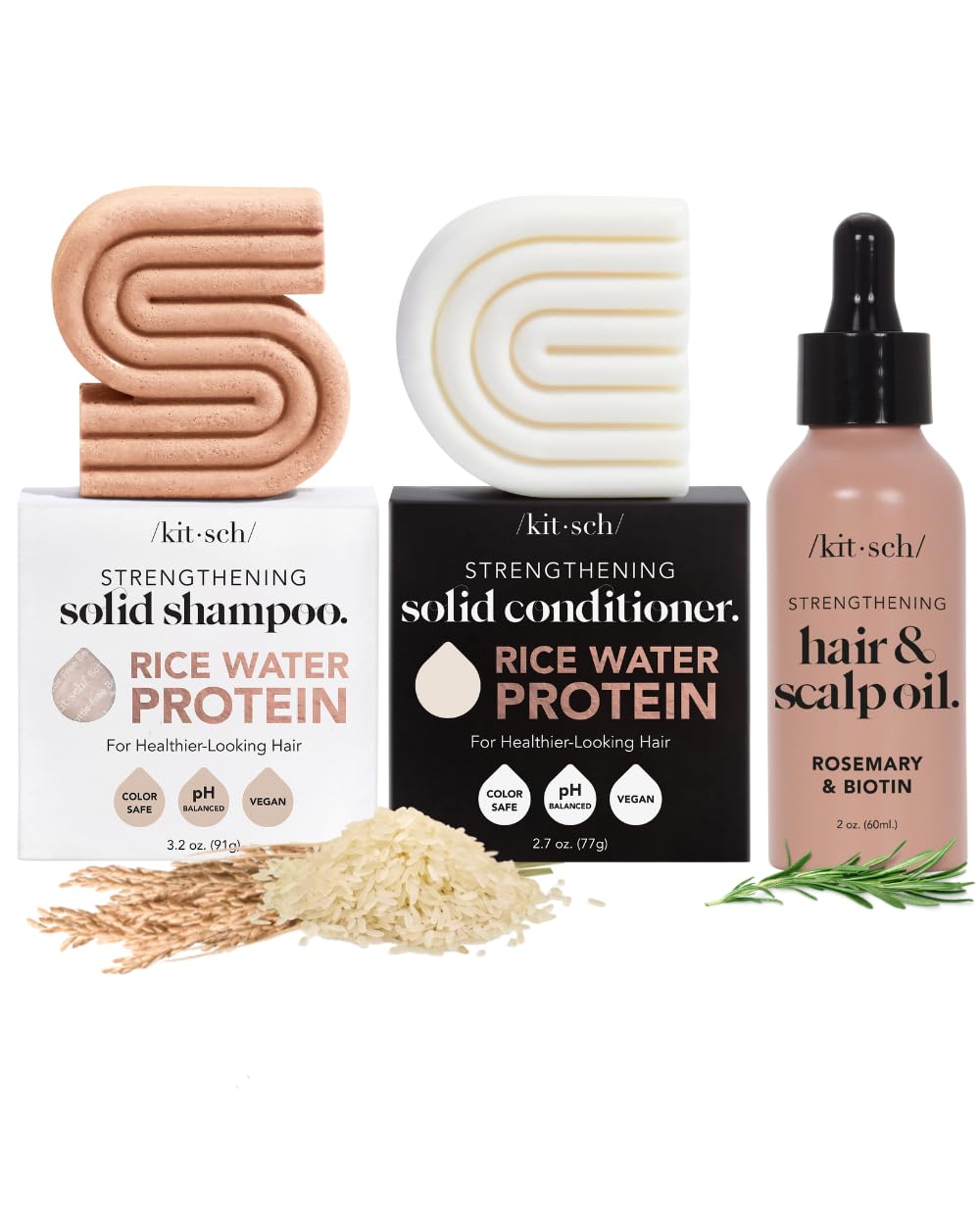 Foto 1 | Set Para El Cuidado Del Cabello Kitsch Rice, Champú Y Acondicionador En Barra Con Sérum - Venta Internacional.