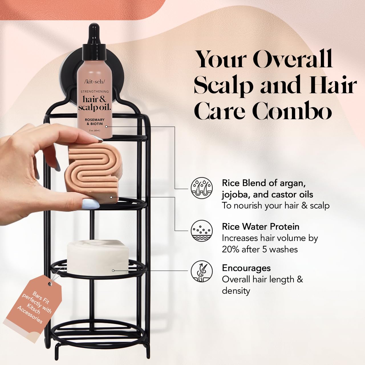 Foto 5 pulgar | Set Para El Cuidado Del Cabello Kitsch Rice, Champú Y Acondicionador En Barra Con Sérum - Venta Internacional.