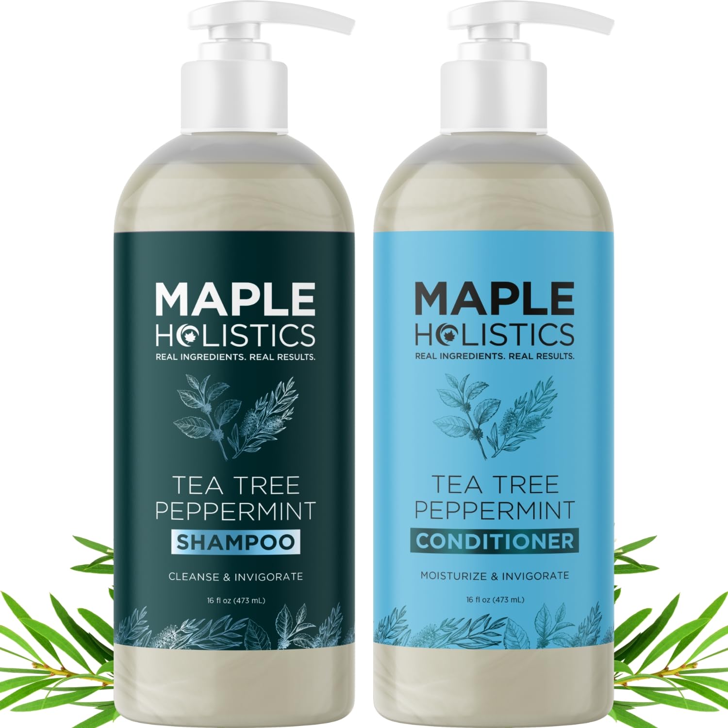 Foto 2 pulgar | Set De Cuidado Capilar Maple Holistics Tea Tree Peppermint 480 Ml - Venta Internacional.