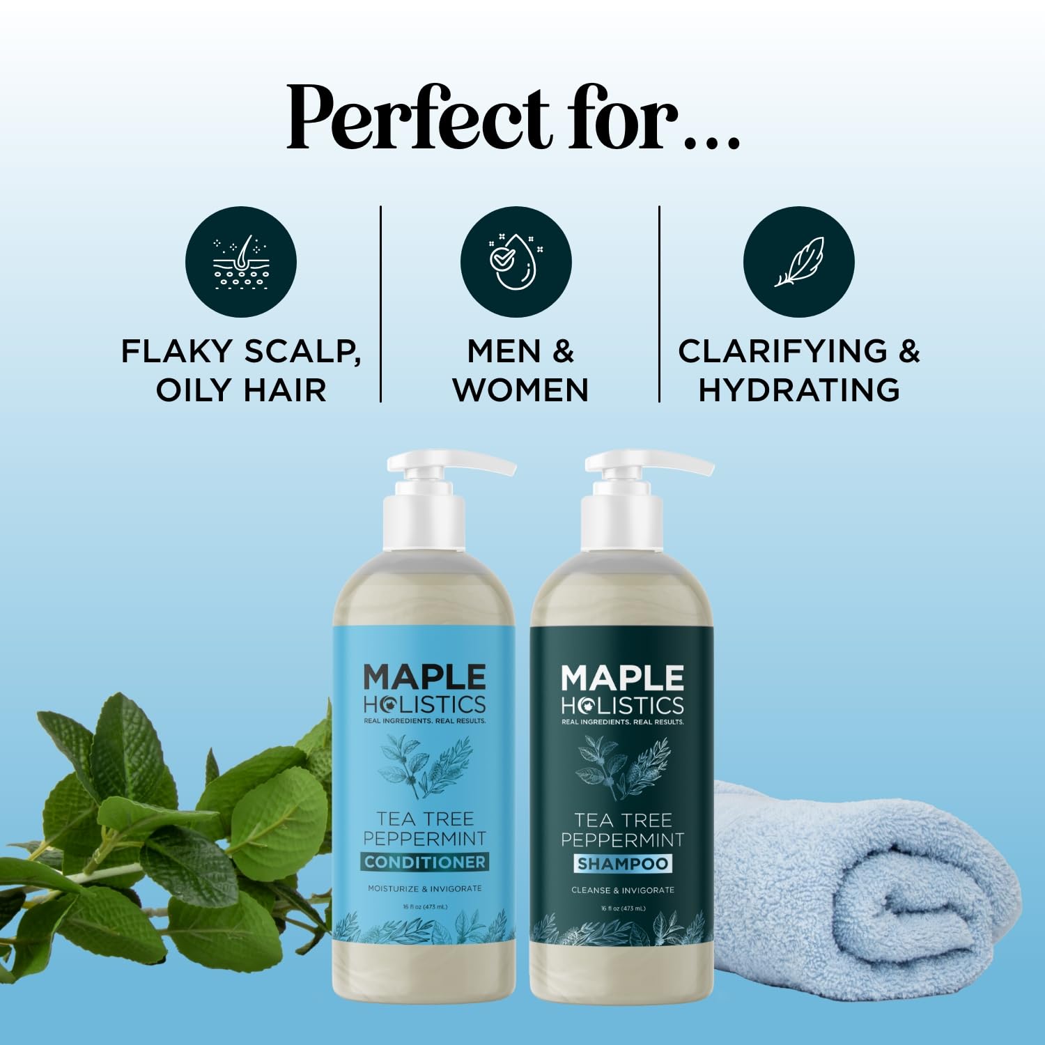 Foto 3 pulgar | Set De Cuidado Capilar Maple Holistics Tea Tree Peppermint 480 Ml - Venta Internacional.