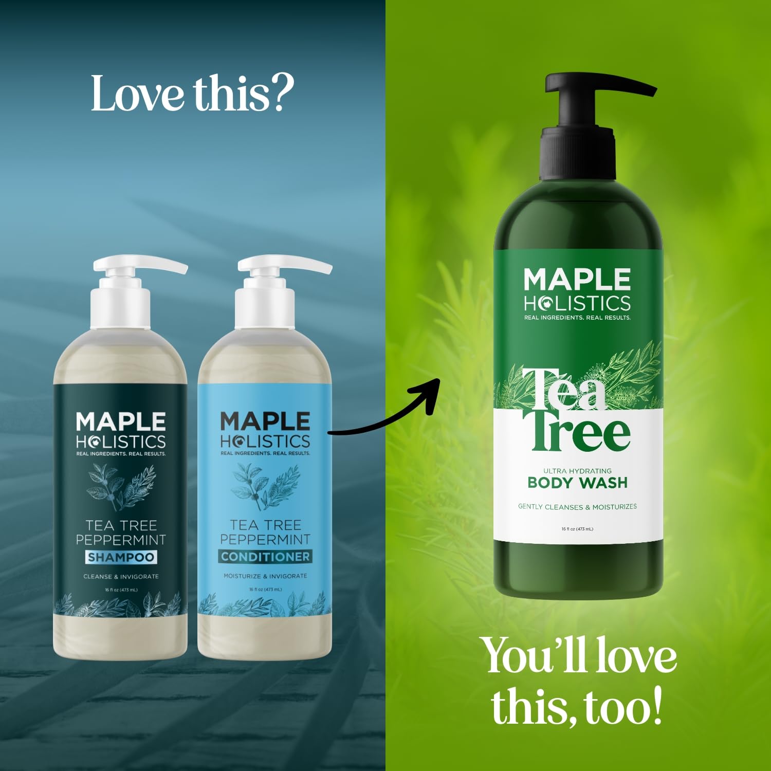 Foto 4 | Set De Cuidado Capilar Maple Holistics Tea Tree Peppermint 480 Ml - Venta Internacional.