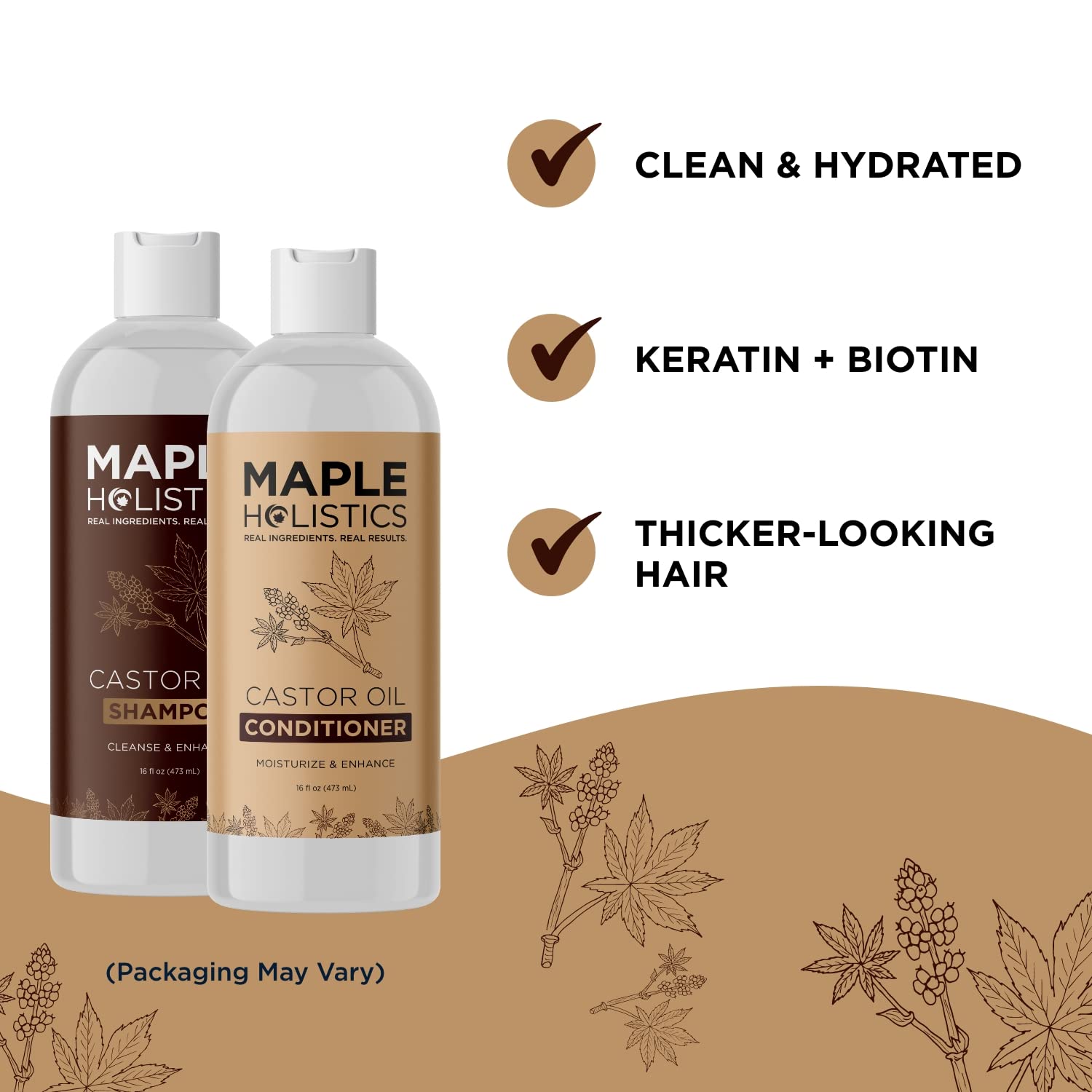 Foto 4 pulgar | Set De Champú Y Acondicionador Maple Holistics Castor Oil - Venta Internacional.