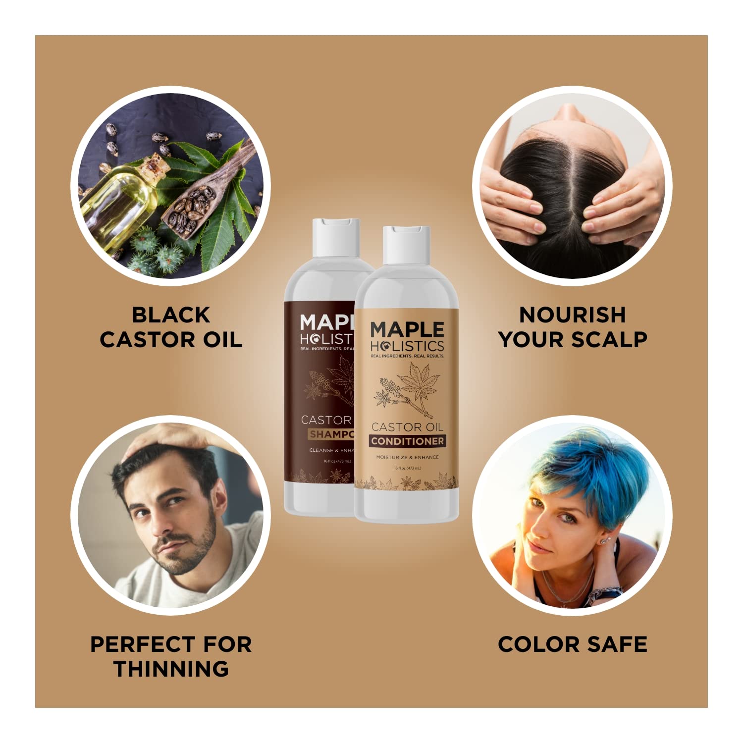 Foto 6 | Set De Champú Y Acondicionador Maple Holistics Castor Oil - Venta Internacional.