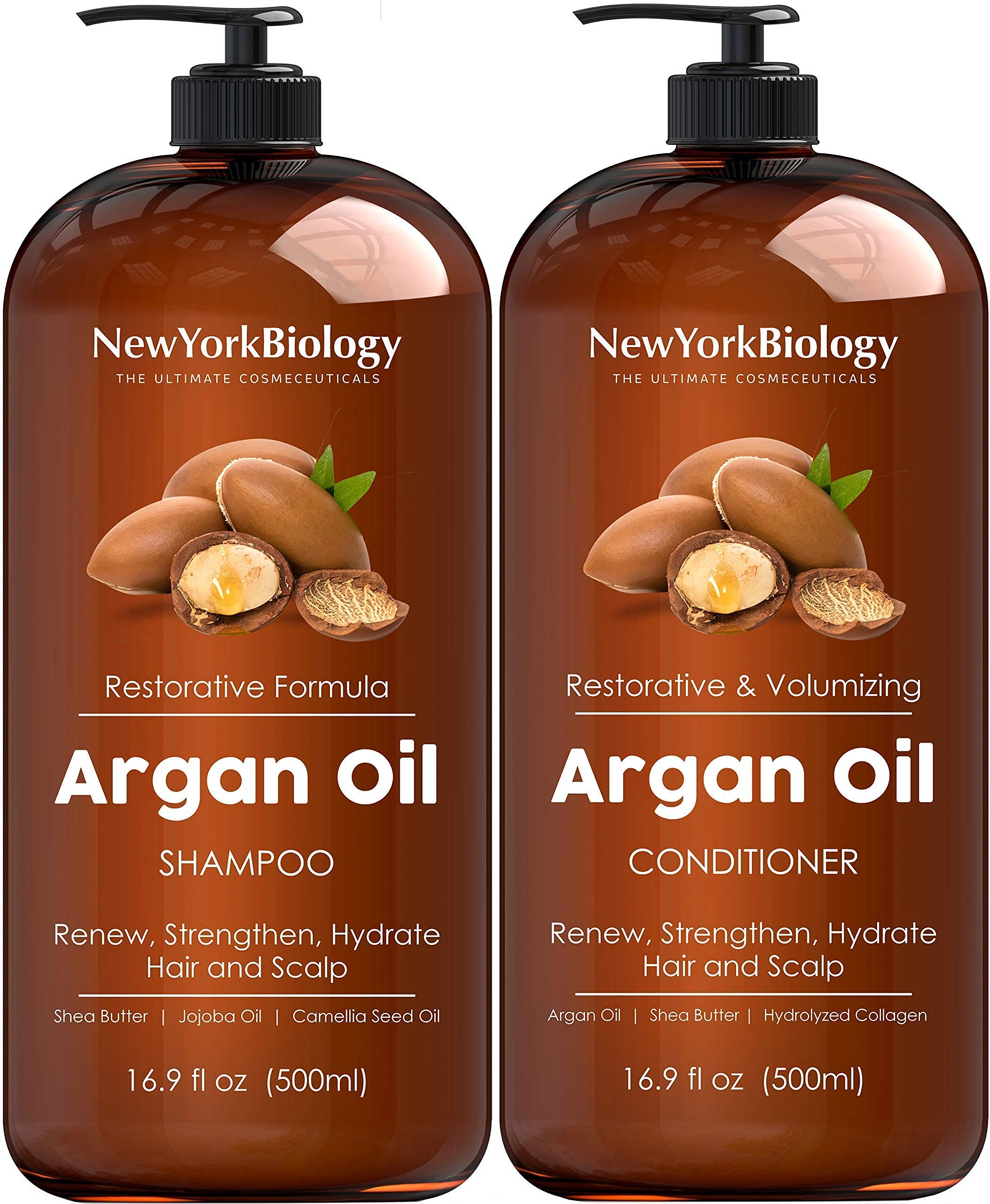 Set De Champú Y Acondicionador, Aceite De Argán New York Biology, 500 Ml - Venta Internacional.