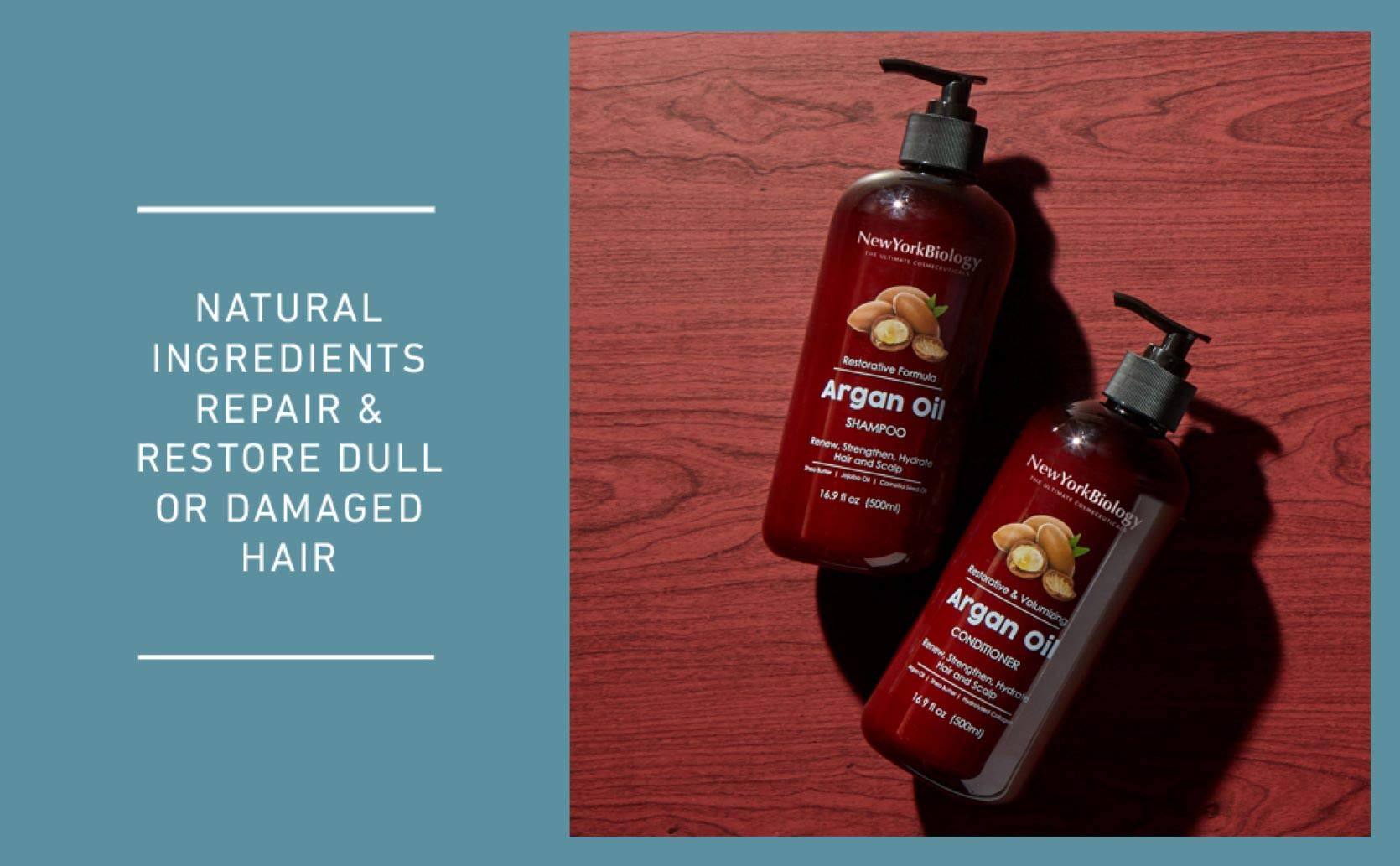 Foto 5 | Set De Champú Y Acondicionador, Aceite De Argán New York Biology, 500 Ml - Venta Internacional.
