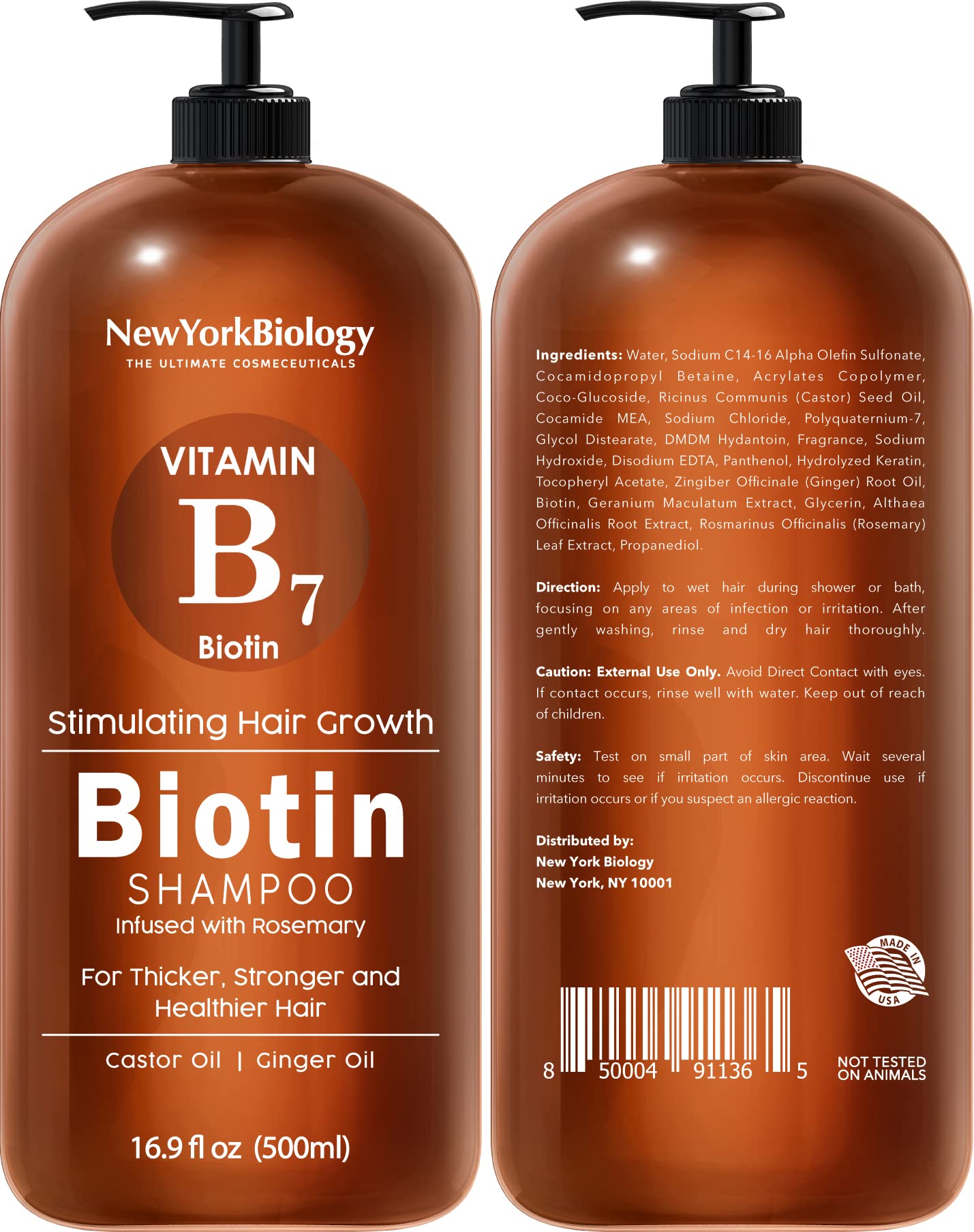 Foto 3 pulgar | Set De Champú Y Acondicionador New York Biology Biotin 500 Ml - Venta Internacional.