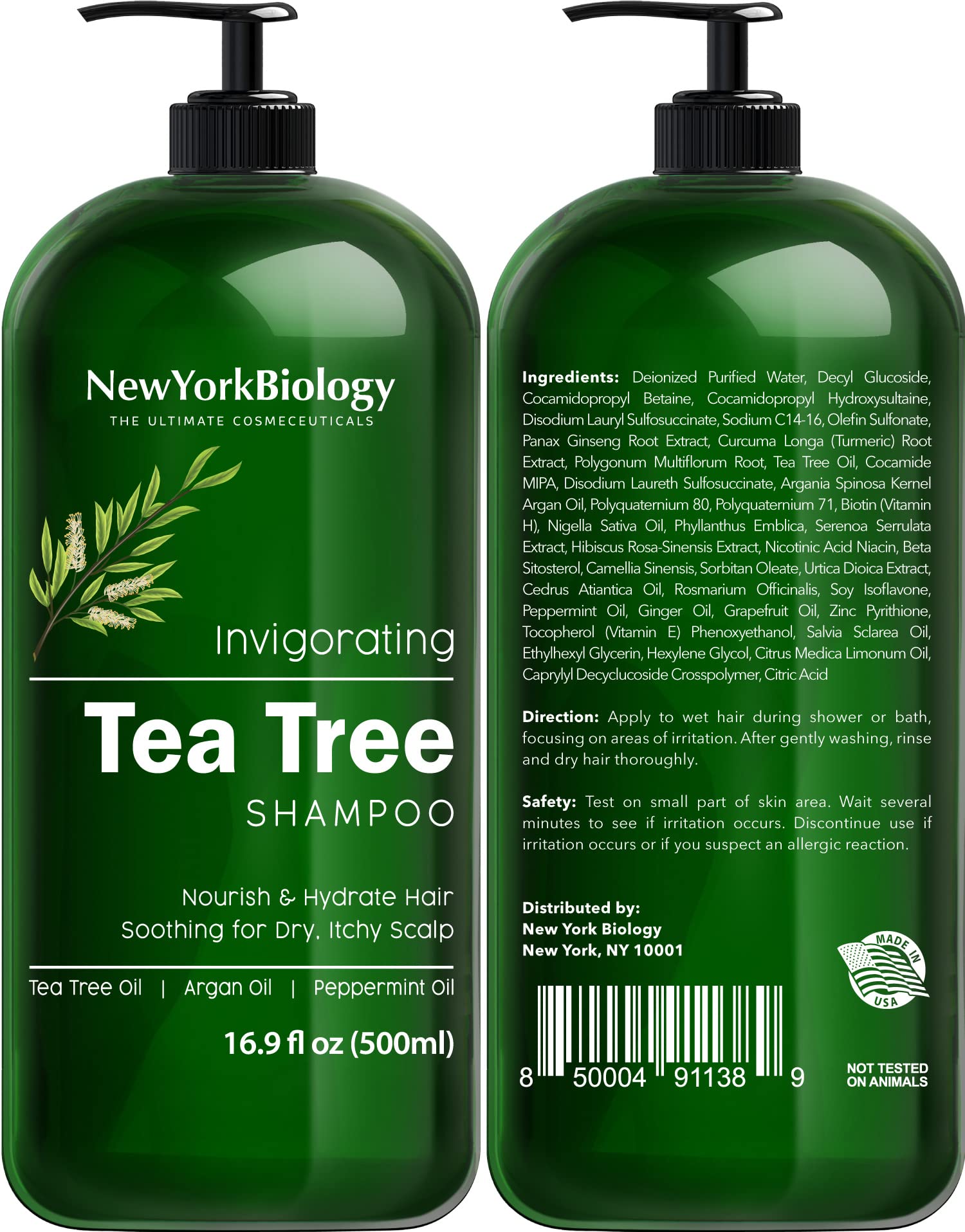 Foto 3 pulgar | Set De Champú Y Acondicionador New York Biology Tea Tree 500 Ml - Venta Internacional.