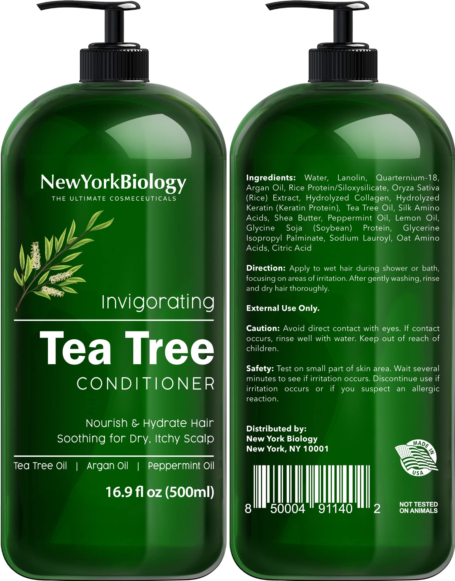 Foto 4 pulgar | Set De Champú Y Acondicionador New York Biology Tea Tree 500 Ml - Venta Internacional.