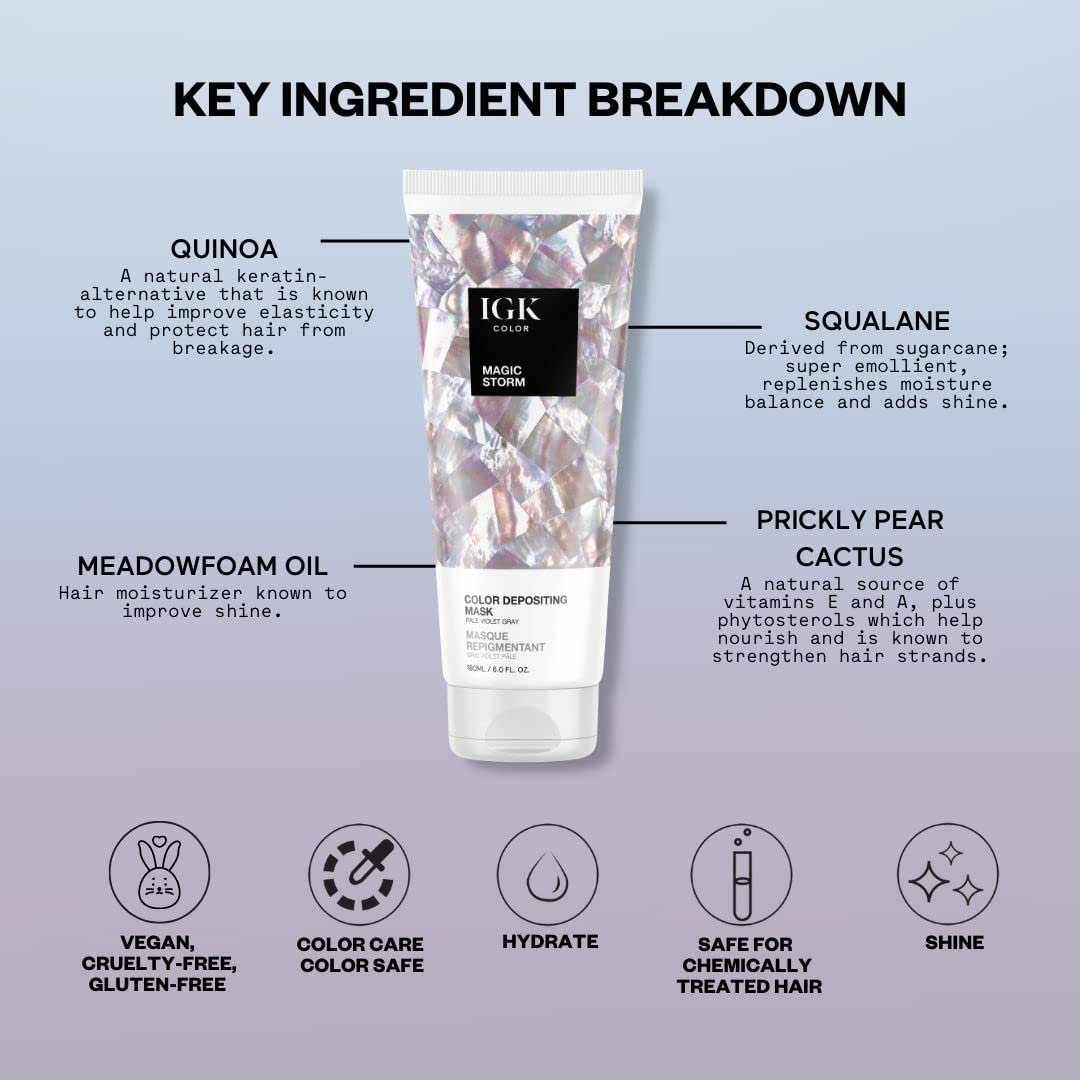 Foto 6 pulgar | Mascarilla Depositante De Color Igk Magic Storm Pálido Violeta Gris 180 Ml - Venta Internacional.