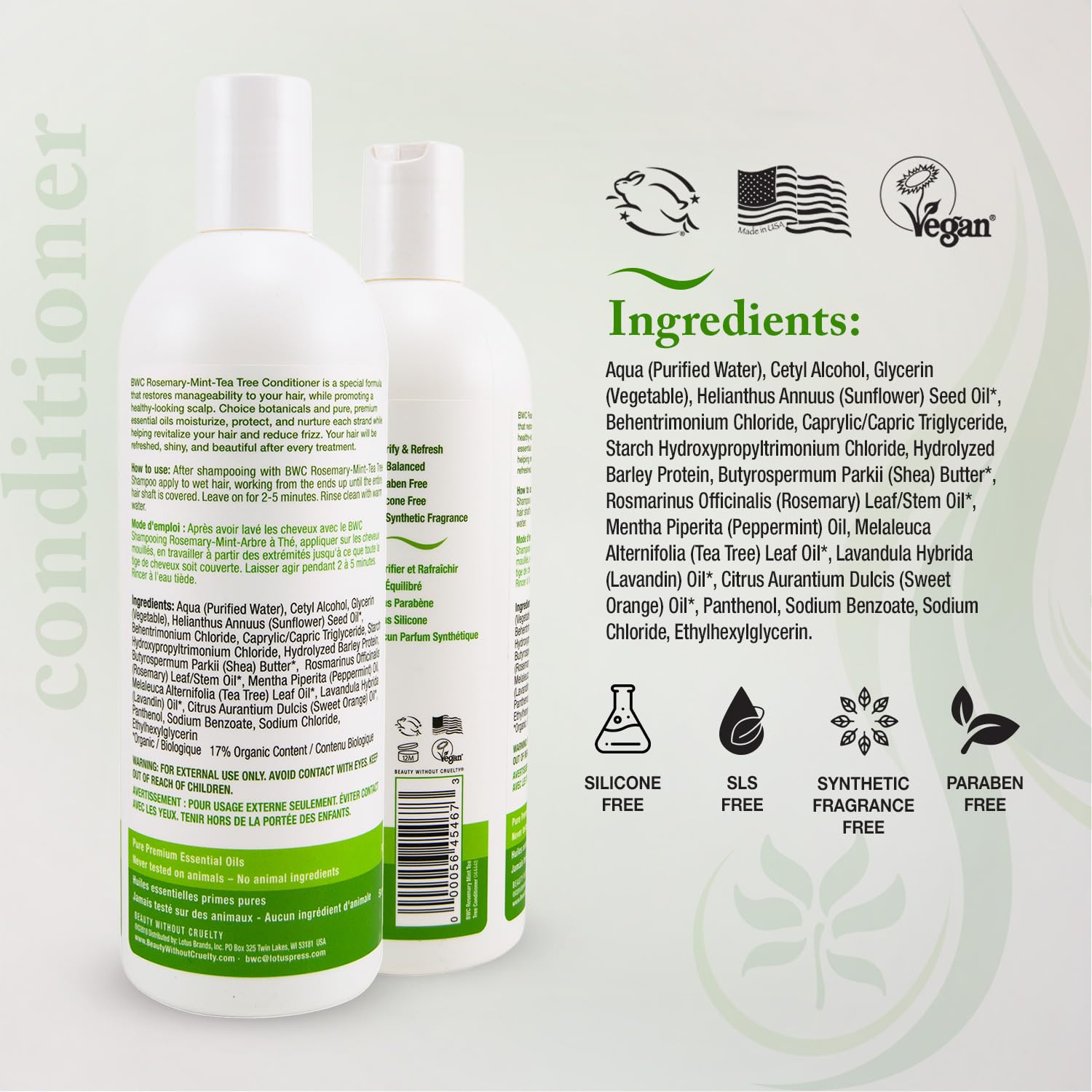 Foto 2 | Acondicionador Beauty Without Cruelty, Romero Y Menta, Árbol De Té, 480 - Venta Internacional.