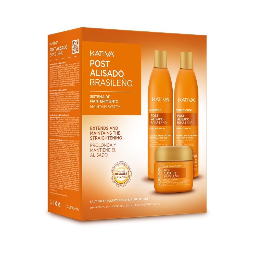 Set De Champú  Acondicionador Y Mascarilla Para El Alisado Post Keratin  250 Ml - Kativa - Venta Internacional.