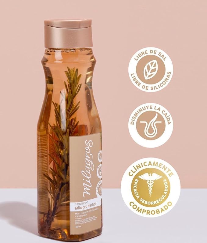 Foto 4 | Champú Y Acondicionador Milagros Herbal 450ml - 100% Natural - Venta Internacional.