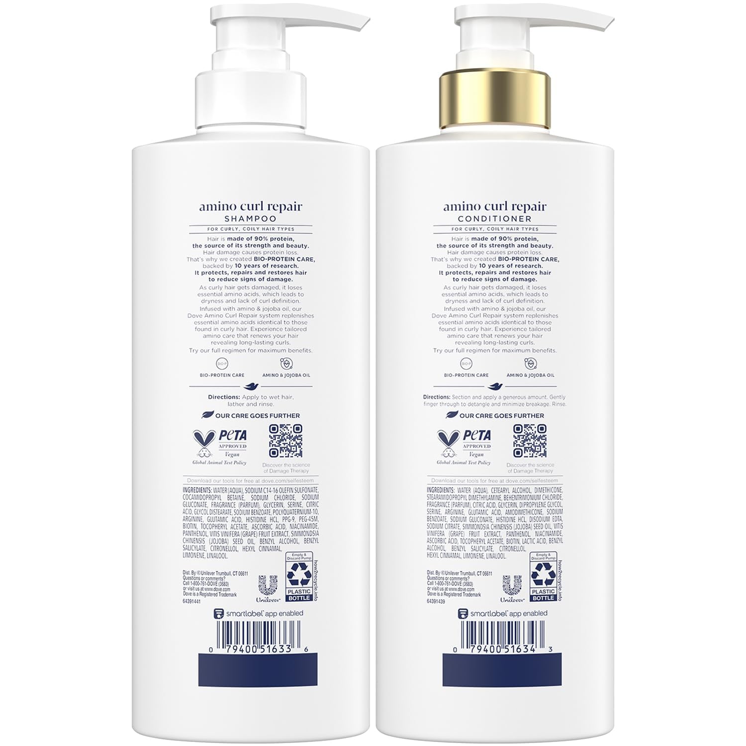 Foto 2 | Set De Champú Y Acondicionador Dove Amino Curl Repair 500 Ml - Venta Internacional.