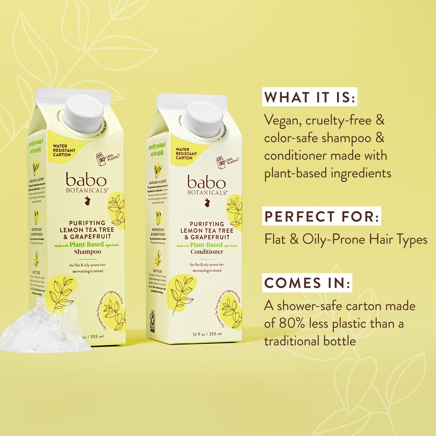 Foto 2 | Champú Purificador Babo Botanicals  Limón  Árbol De Té Y Pomelo - Venta Internacional.