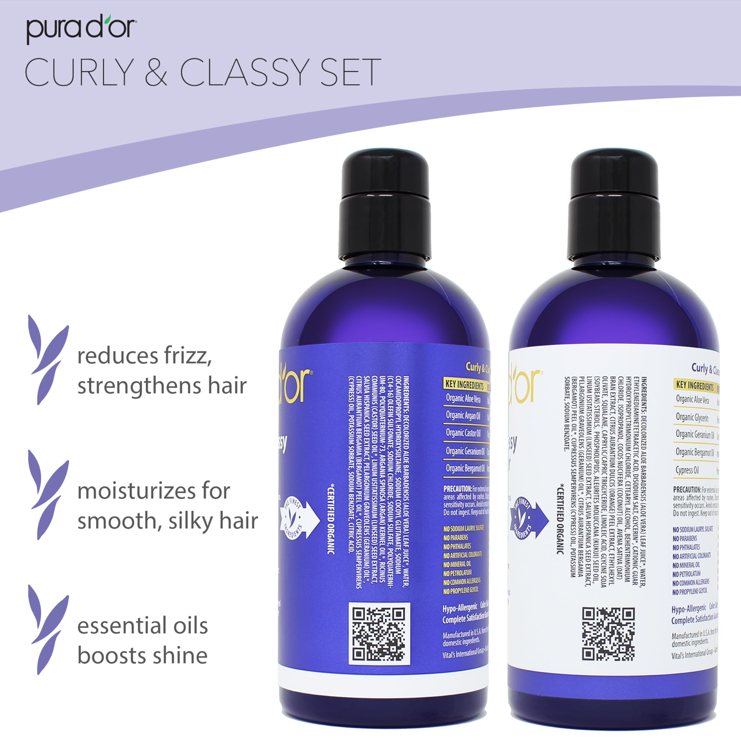Foto 5 pulgar | Set De Champú Y Acondicionador Pura D'or Curly & Classy - Venta Internacional.
