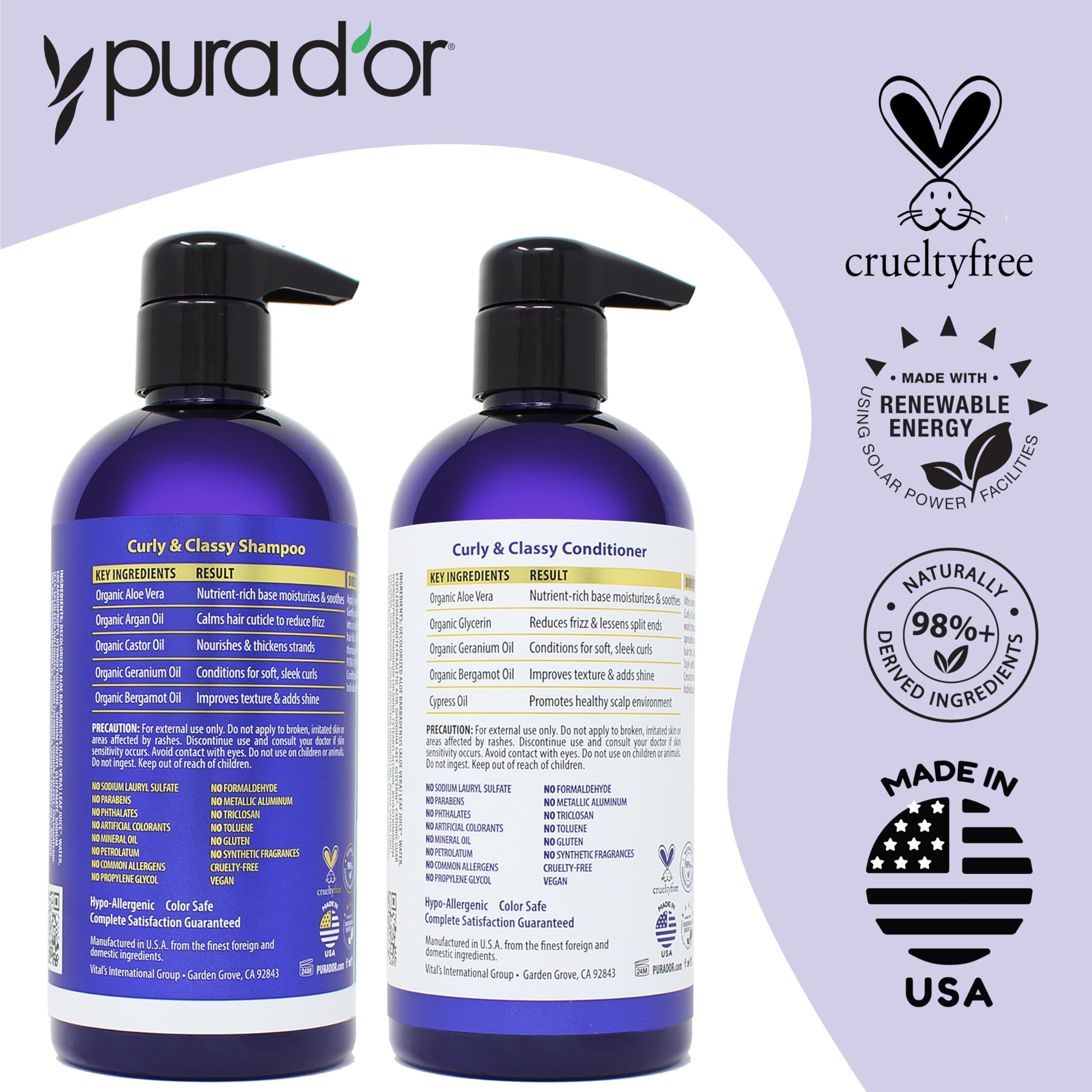 Foto 5 | Set De Champú Y Acondicionador Pura D'or Curly & Classy - Venta Internacional.