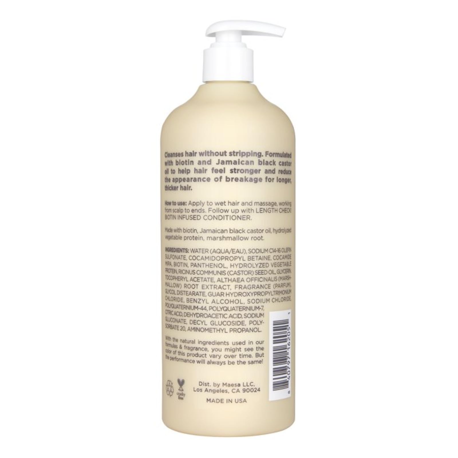 Foto 3 pulgar | Champú Hairitage Length Check Biotin Con Aceite De Ricino Negro Jamaicano  400 Ml - Venta Internacional.