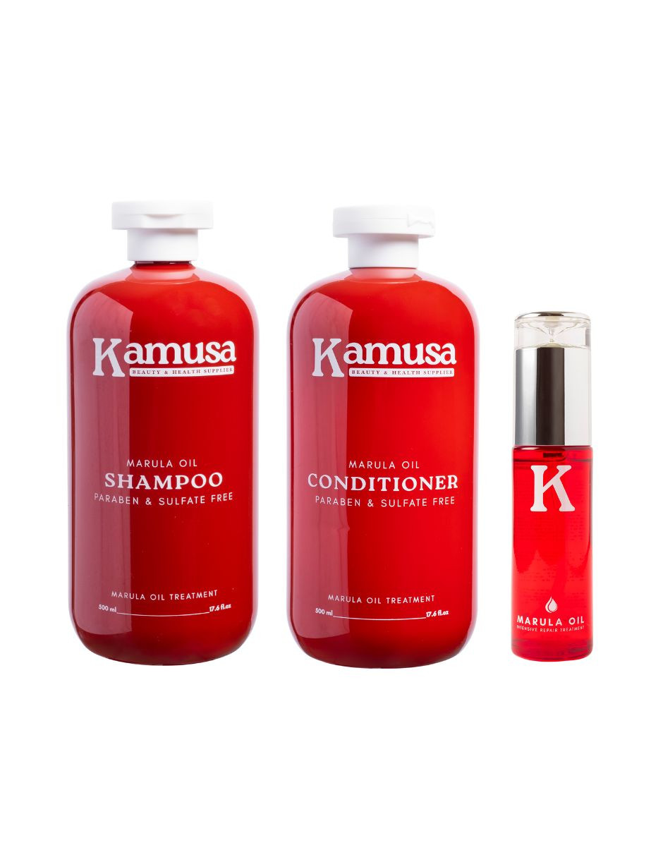 Set Capilar Kamusa Shampoo  Acondicionador Y Aceite Para El Cabello