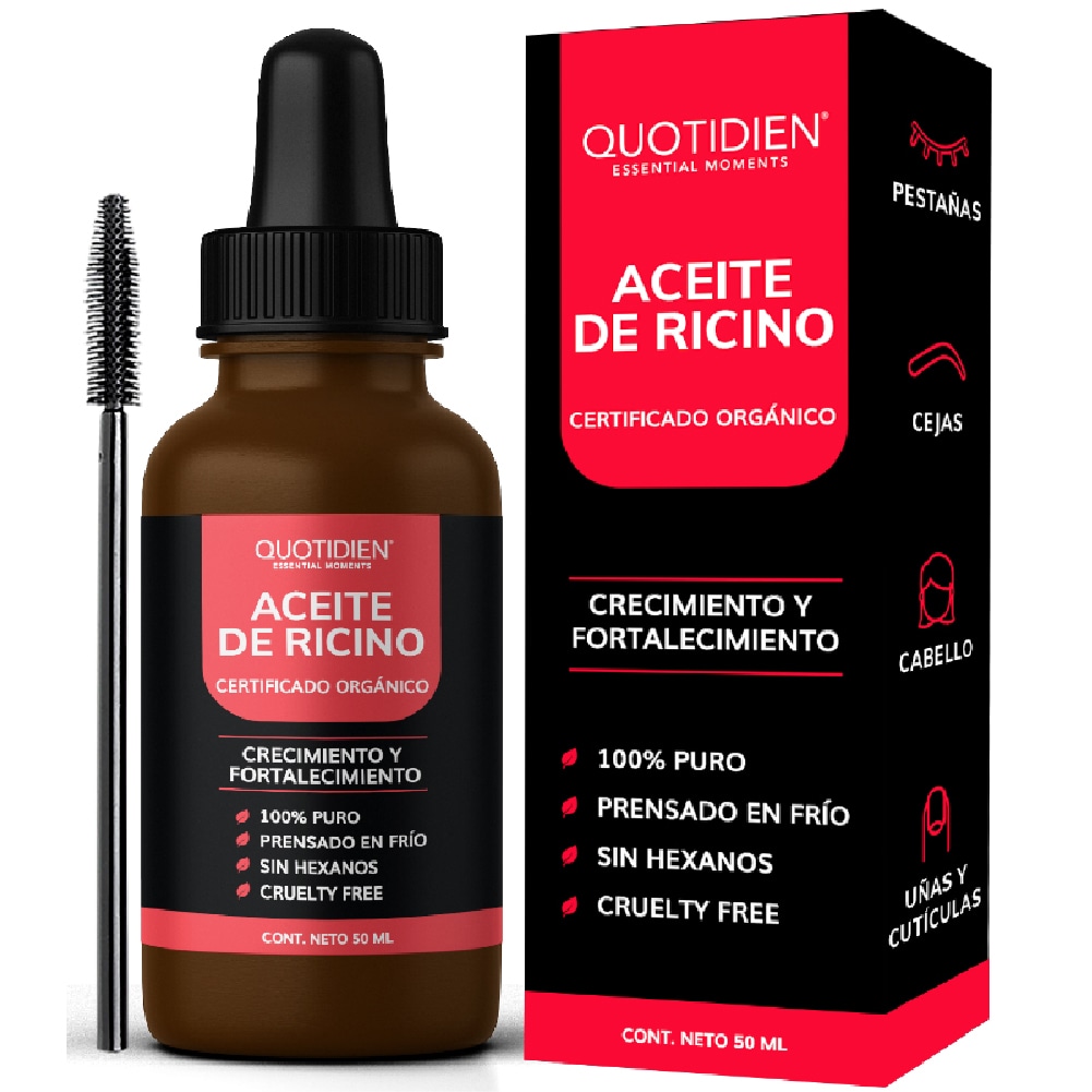 Aceite de Ricino Quotidien Castor Oil Hidratante Skin Care Cabello, Pestañas y Facial 50ml $239