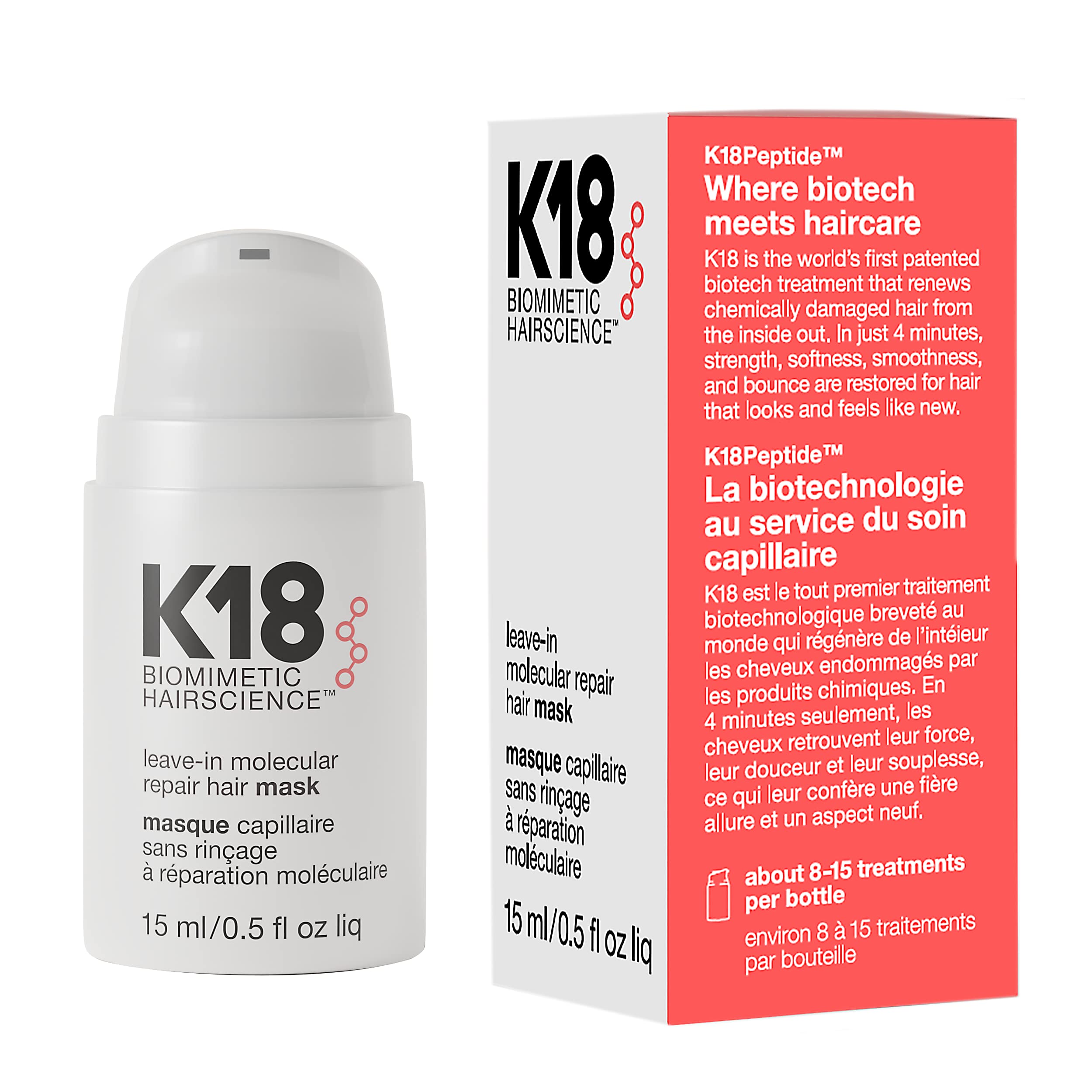 Foto 2 pulgar | Mascarilla Capilar K18 Mini Leave-in Molecular Repair 15 ml - Venta Internacional