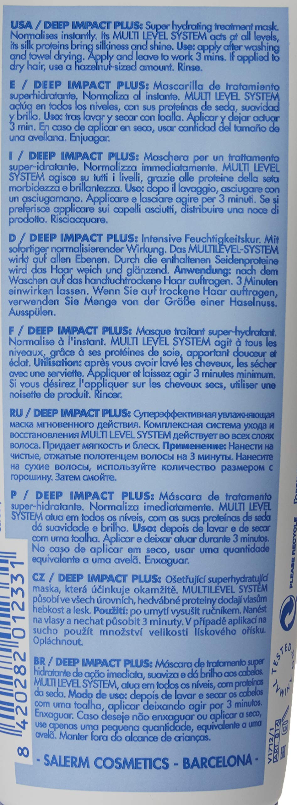 Foto 4 pulgar | Mascarilla para el Cuidado del Cabello y el Cuero Cabelludo Salerm Cosmetics Keratin Shot 200 ml - Venta Internacional
