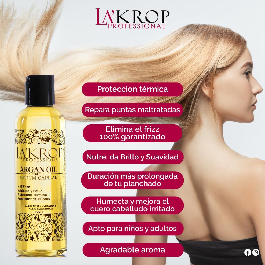 Foto 3 pulgar | Serum Capilar Lakrop Argan Oil / Anti Frizz Termoprotector Aceite Capilar 125ml 4.3 Fl Oz