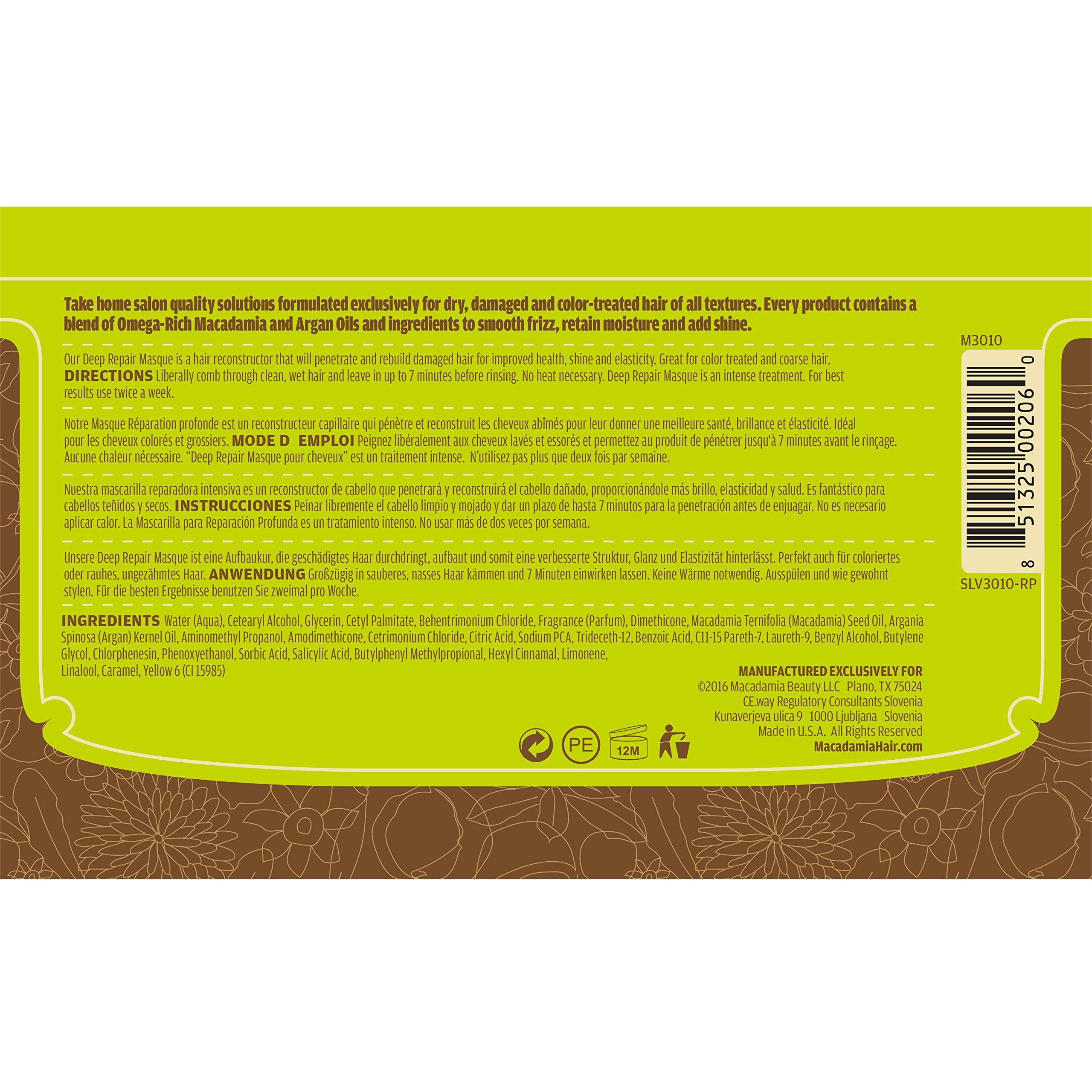 Foto 6 pulgar | Mascarilla Capilar Macadamia Natural Deep Repair 240 Ml Para Cabello Seco - Venta Internacional.