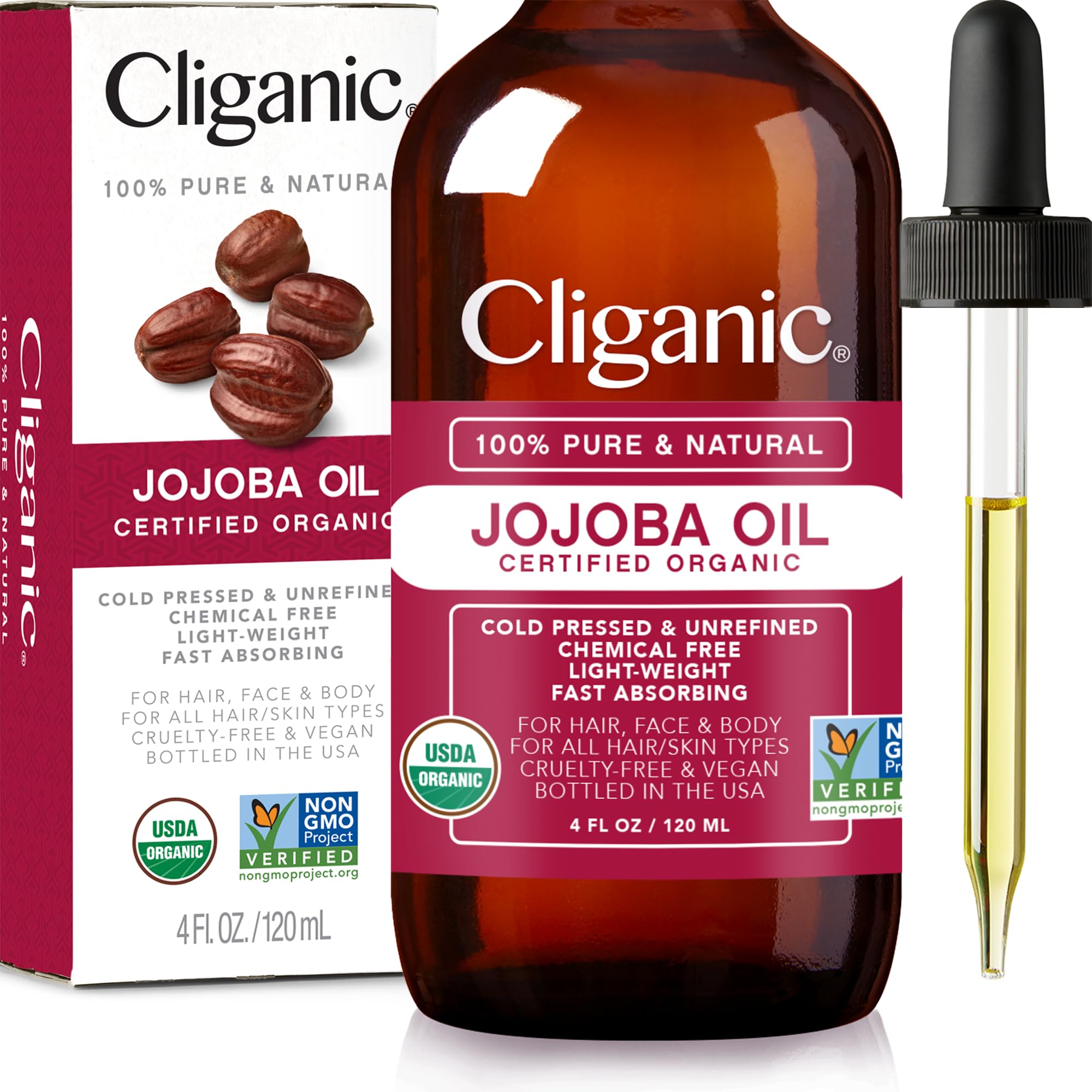 Foto 2 pulgar | Aceite De Jojoba Cliganic 100% Orgánico Puro, 120 Ml, Para Rostro Y Cabello - Venta Internacional.