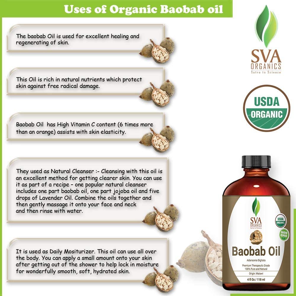 Foto 3 | Aceite Portador Sva Organics Baobab Organic Usda 120 Ml - Venta Internacional.